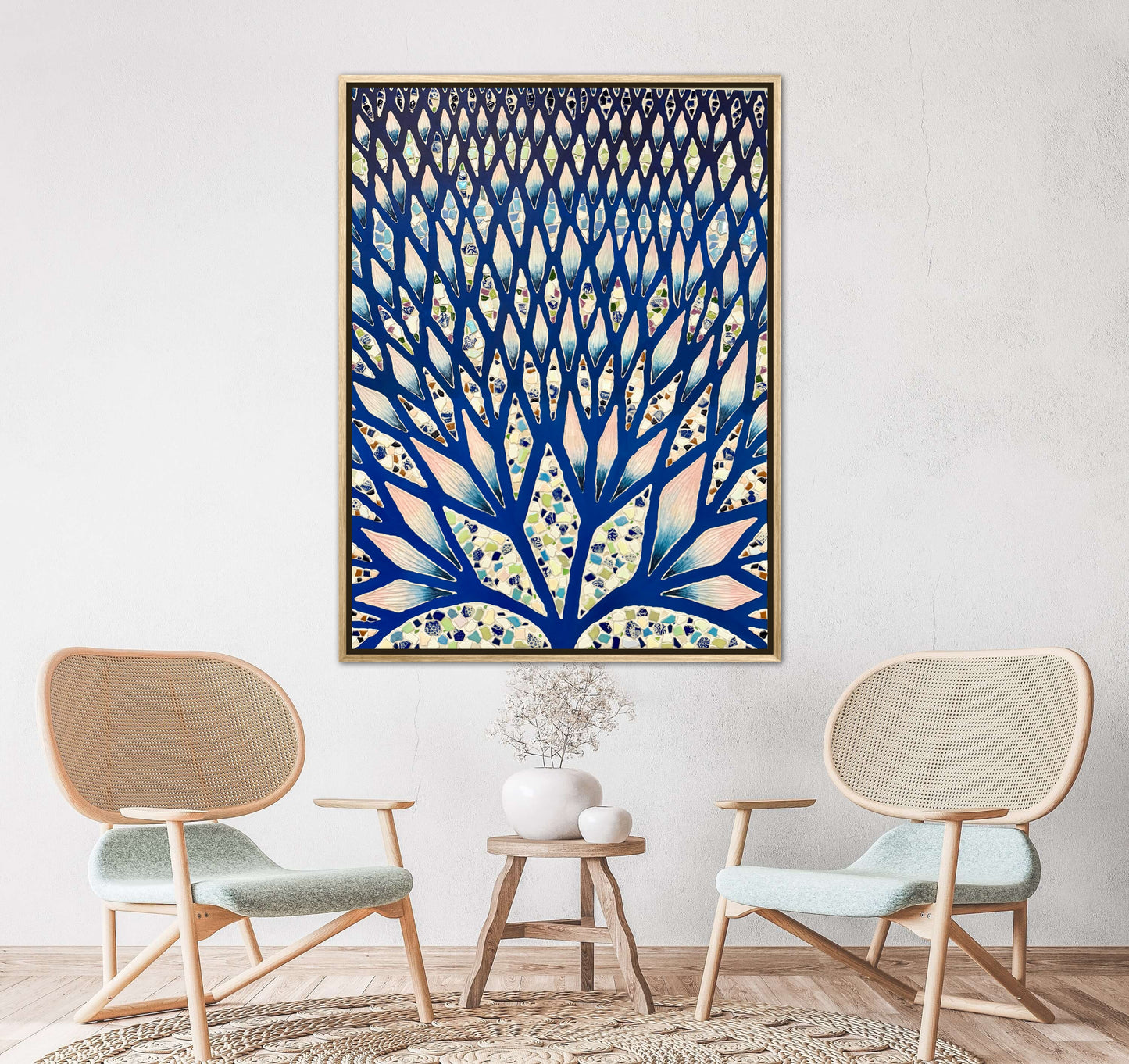 The Path to Inner Peace - 36x48in Mixed Media Textured Artwork Framed