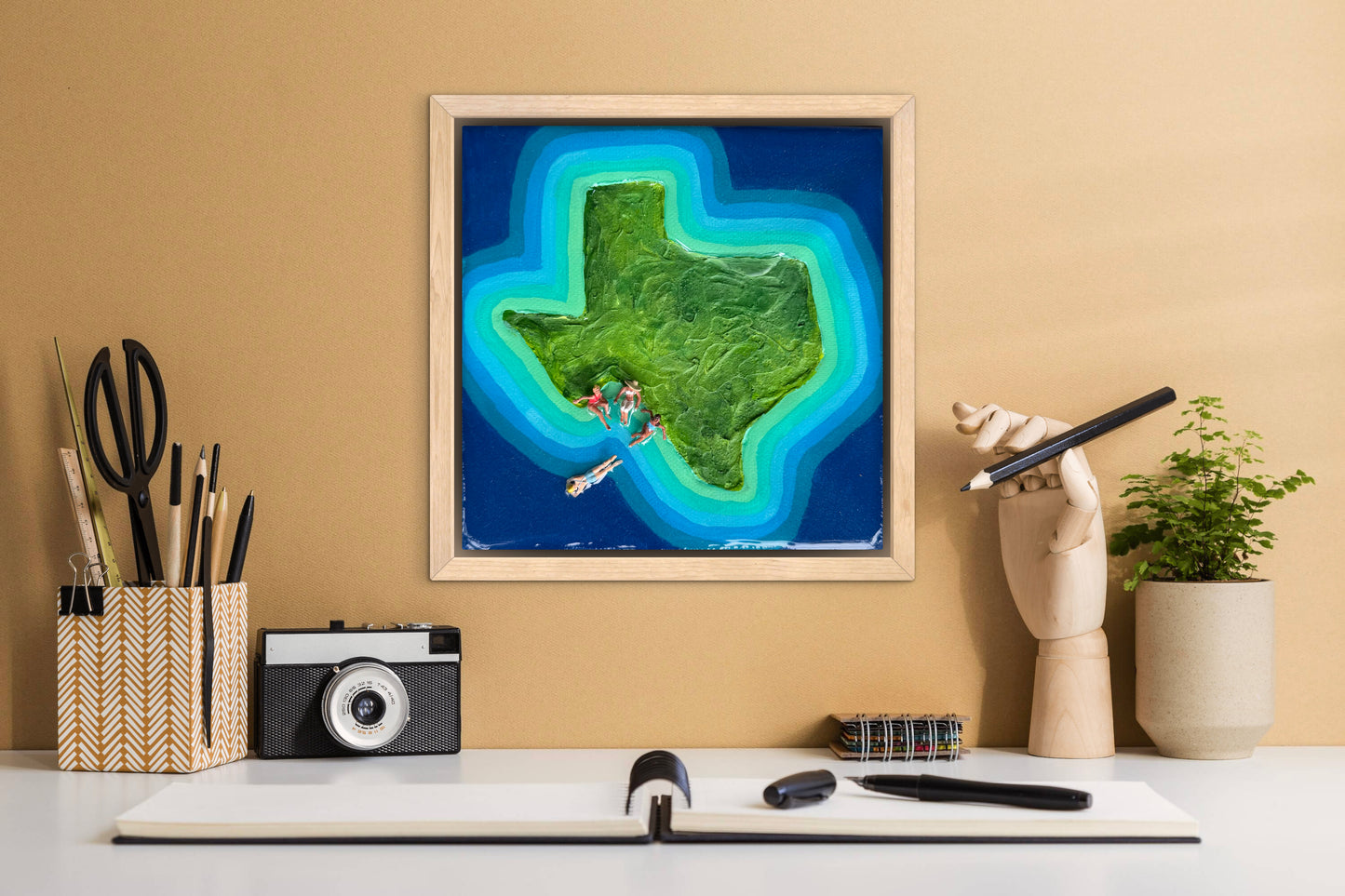 The Island of Texas: Girls Trip 6x6 Original Framed
