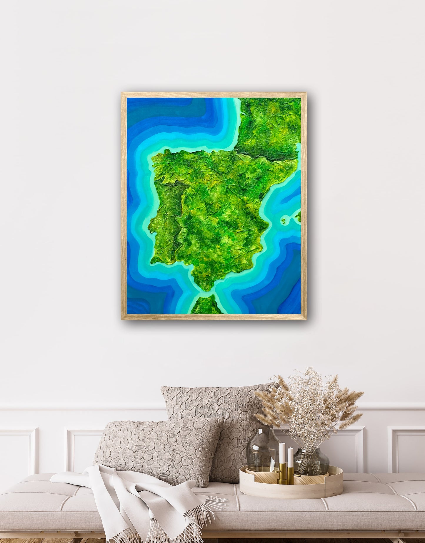 Spain 🇪🇸 - 16x20 Fine Art Map made with Acrylic & Resin on Canvas