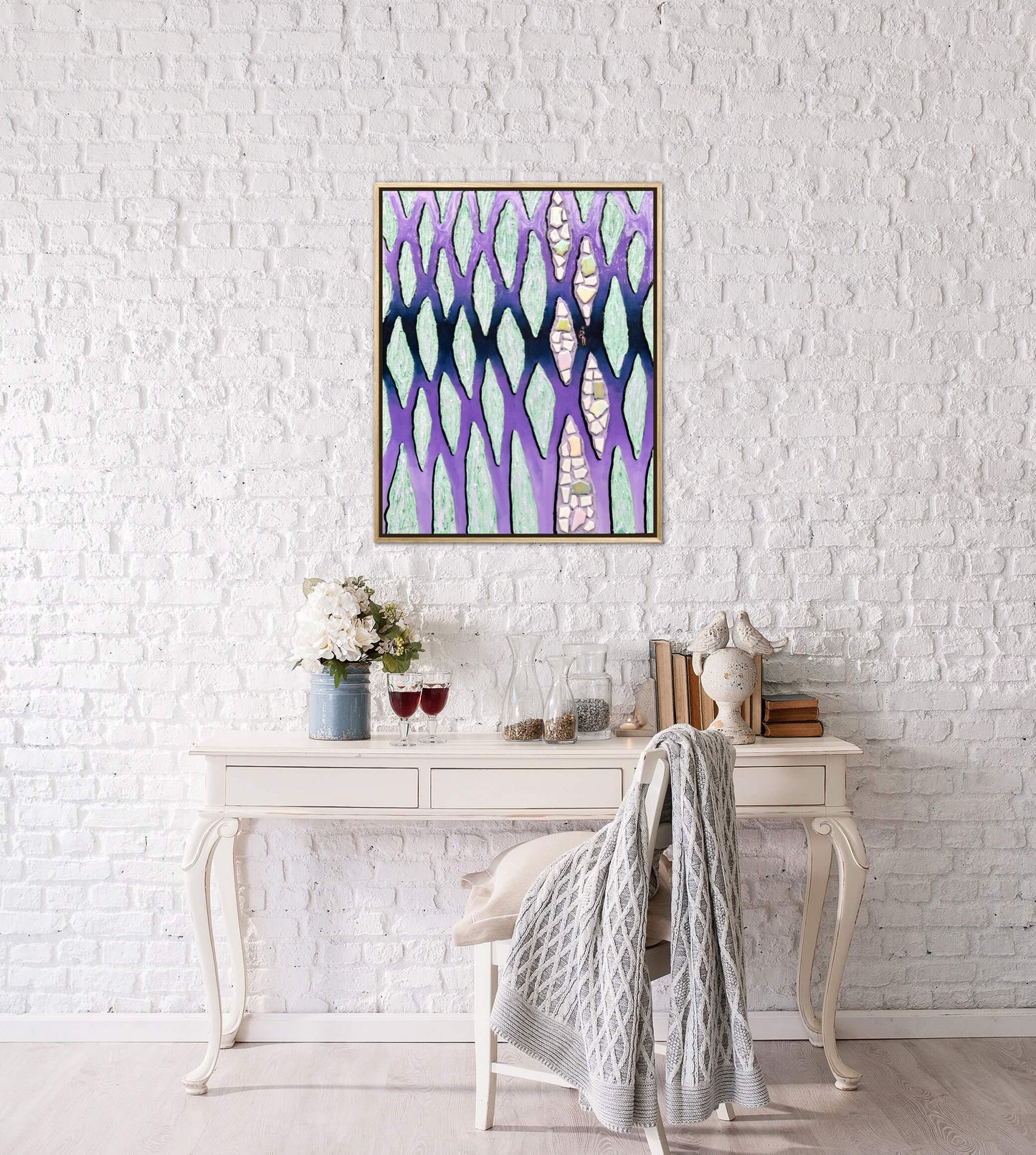 The Path Through the Darkness - 16x20in Mixed Media; Sand, Acrylic & Resin on Canvas Framed