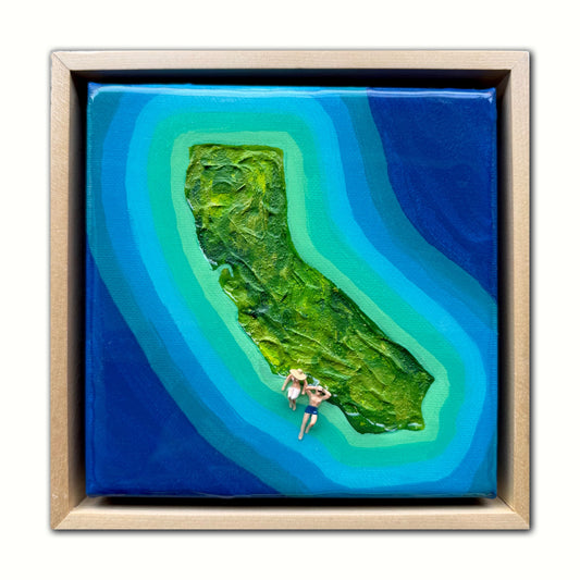The Island of California: Just You & Me 6x6 Original Framed