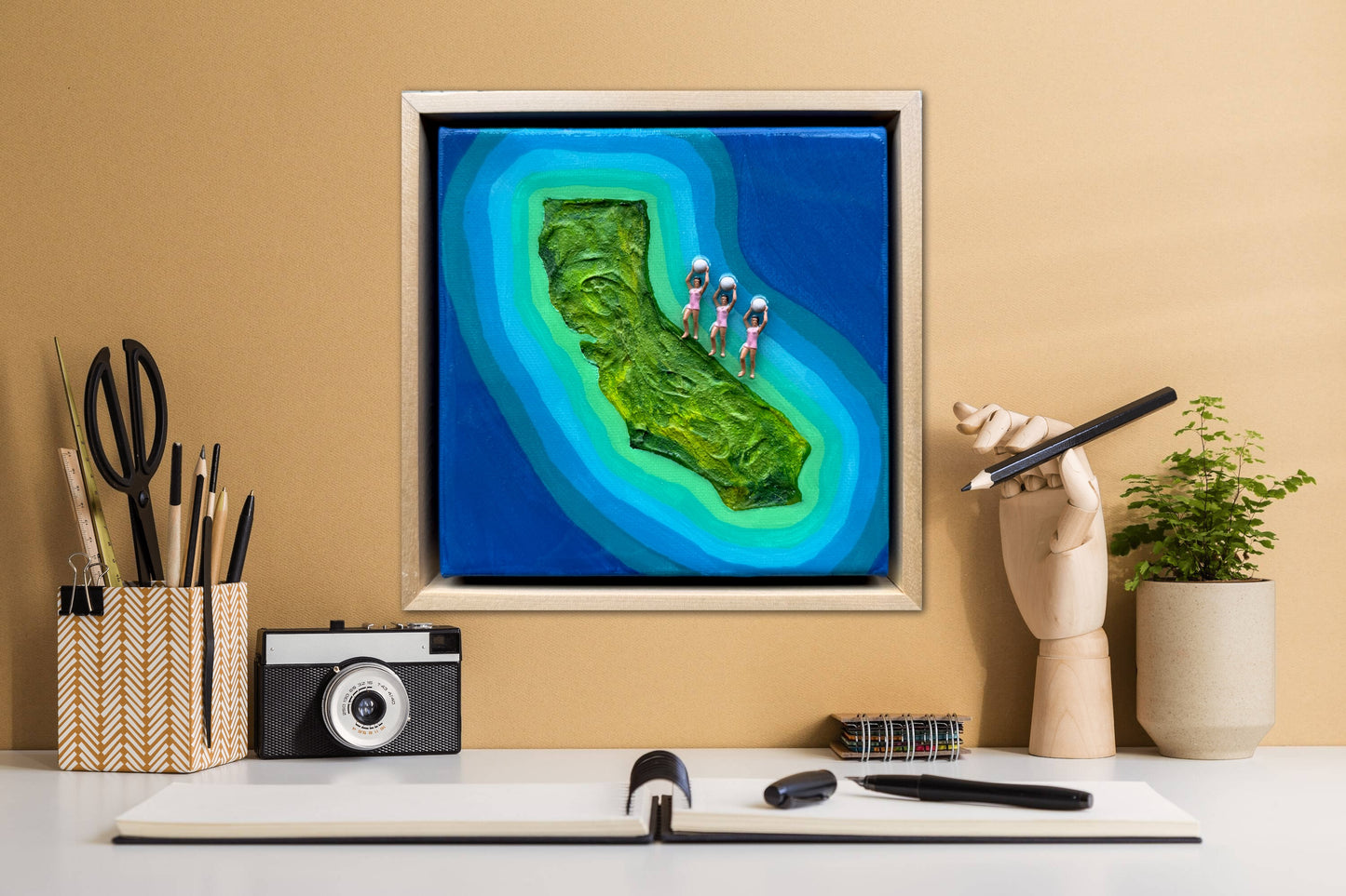 The Island of California: Girls Just Wanna Have Fun 6x6 Original Framed