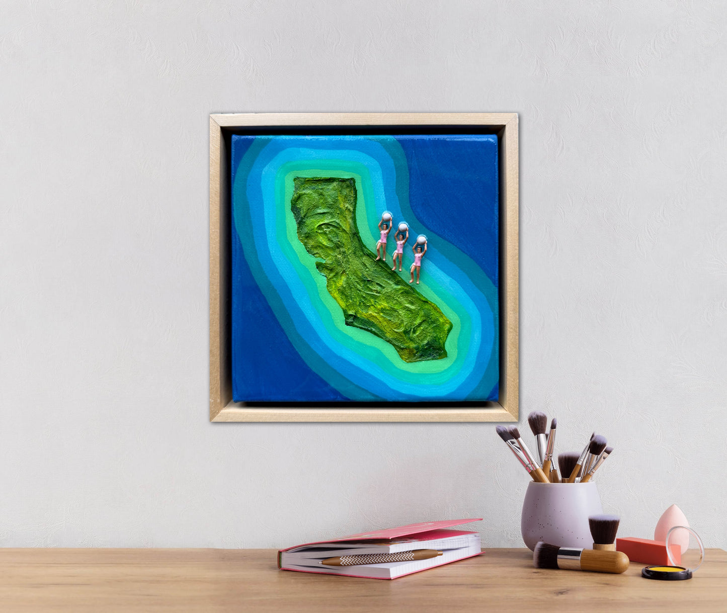 The Island of California: Girls Just Wanna Have Fun 6x6 Original Framed