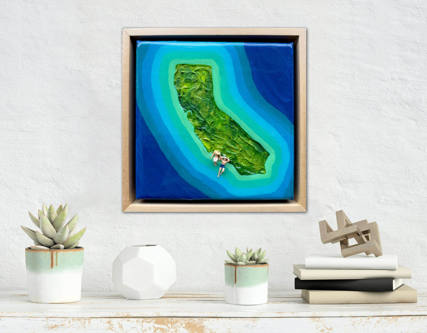 The Island of California: Just You & Me 6x6 Original Framed