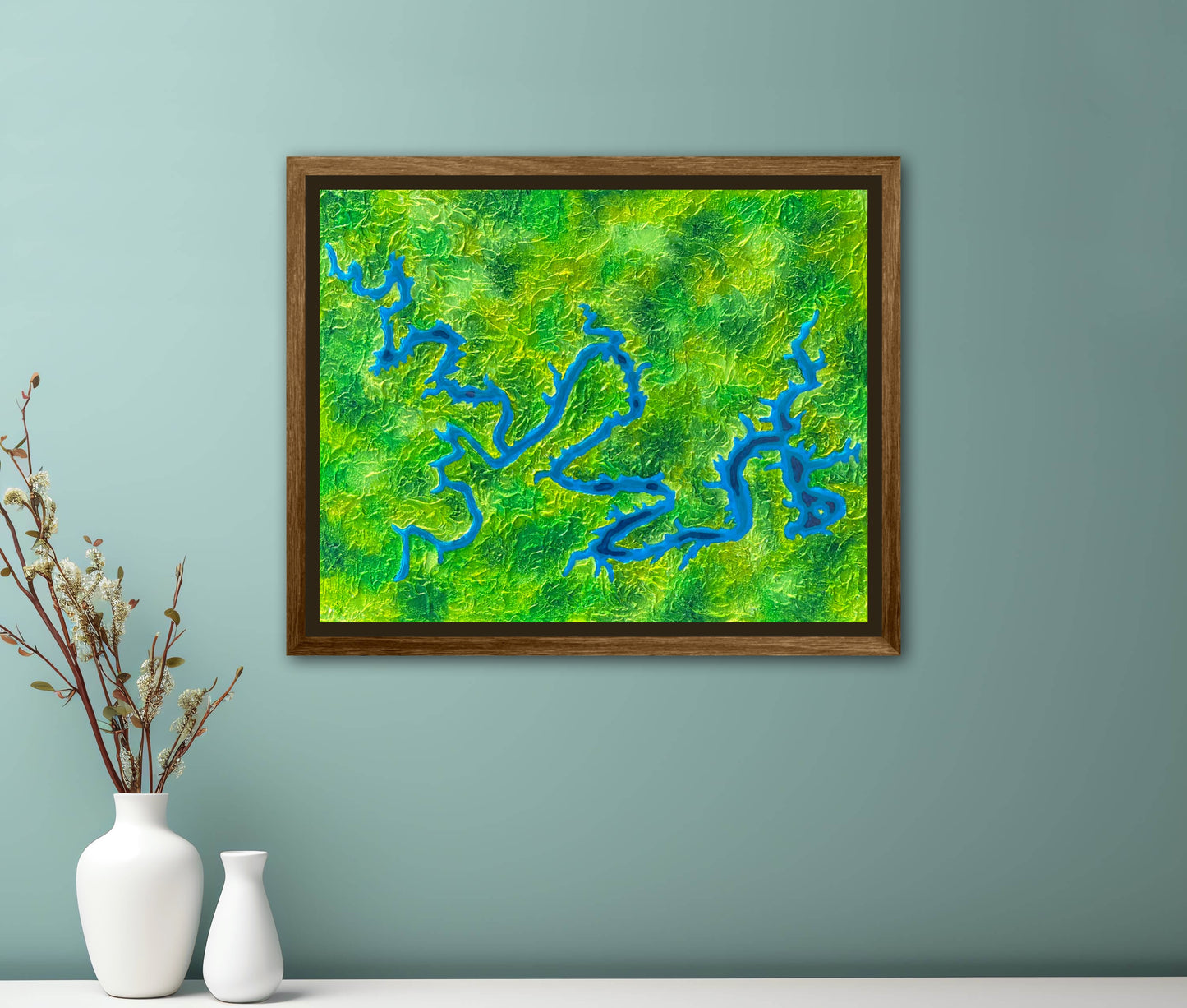 Lake Travis, Texas - 16x20 Fine Art Map made with Acrylic & Resin on Canvas