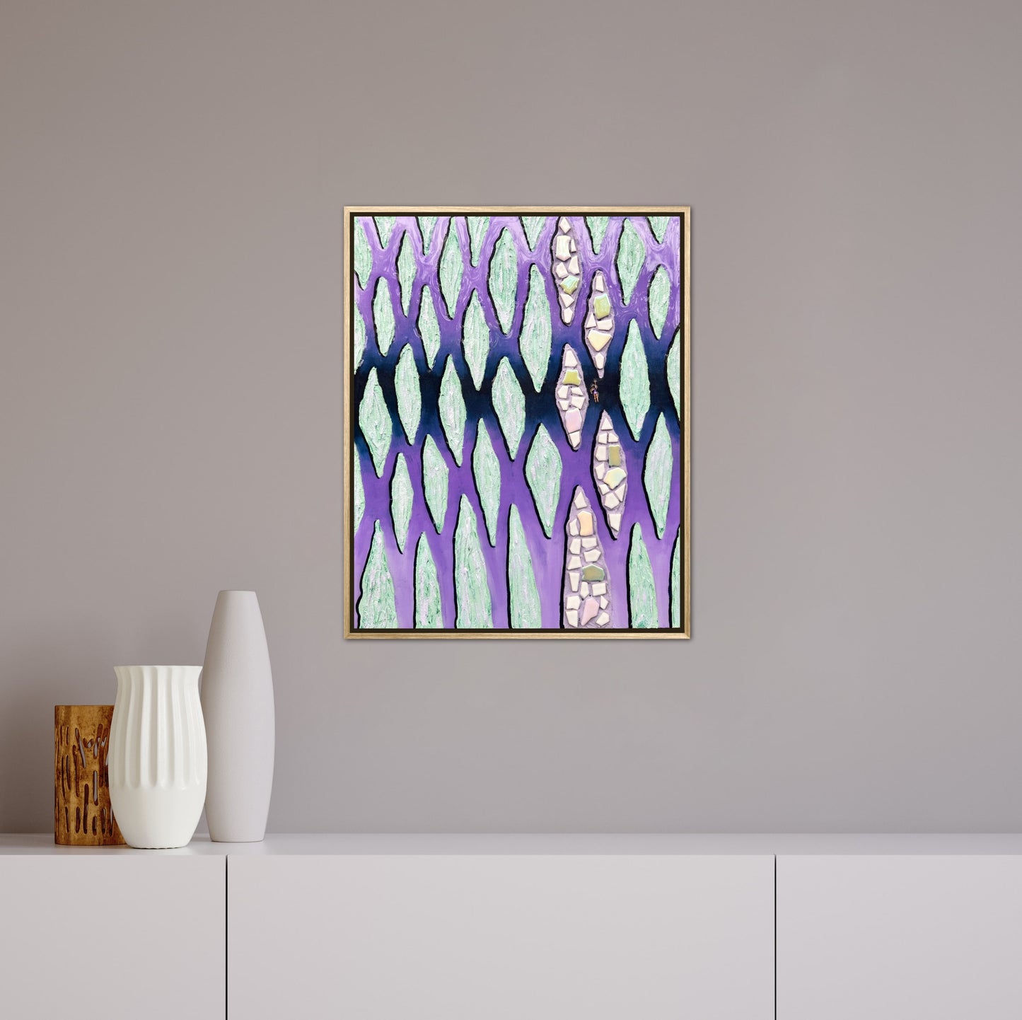 The Path Through the Darkness - 16x20in Mixed Media; Sand, Acrylic & Resin on Canvas Framed