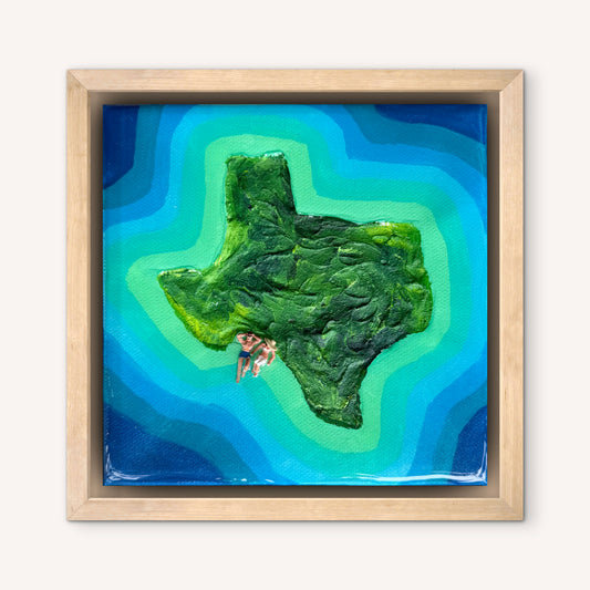 The Island of Texas: Just Us 6x6 Original Framed