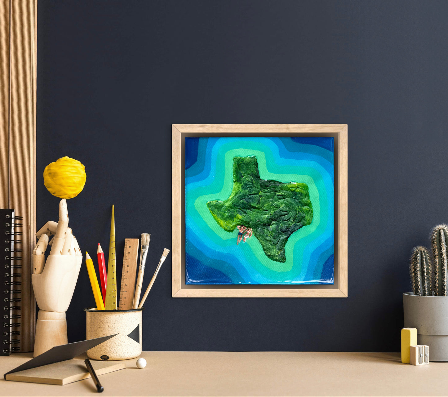 The Island of Texas: Just Us 6x6 Original Framed