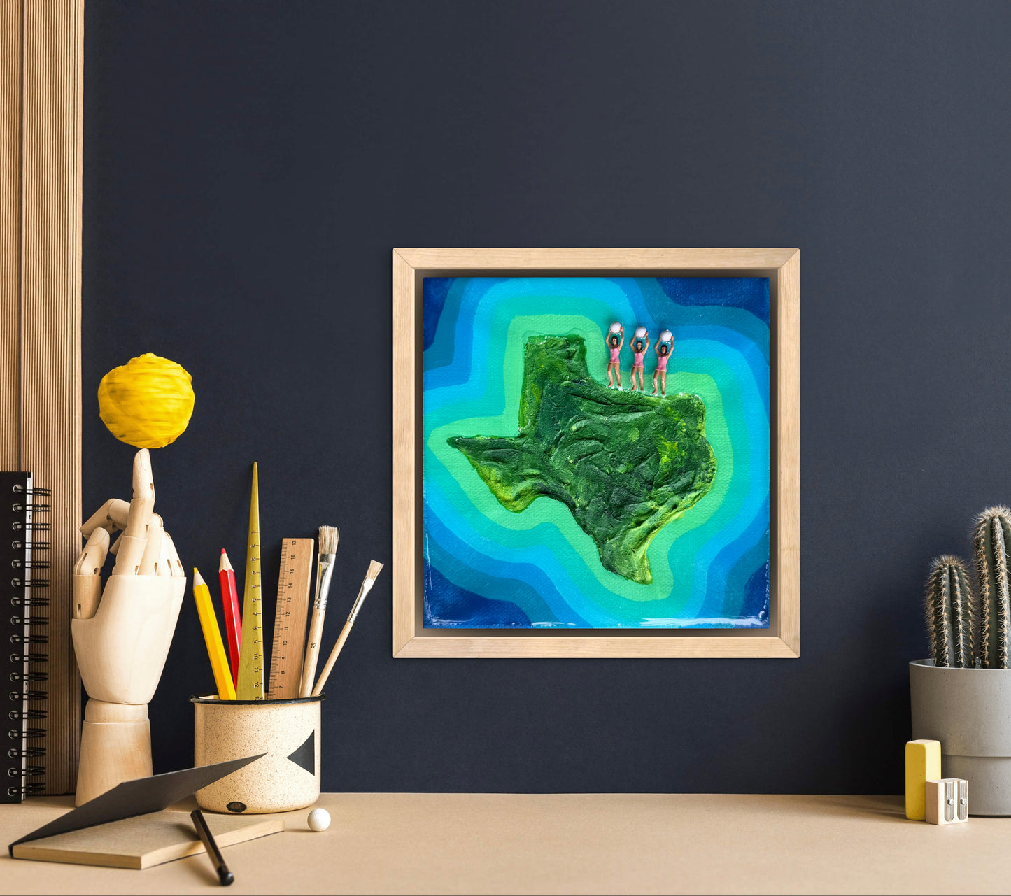 The Island of Texas: Girls Just Wanna Have Fun! 6x6 Original Framed