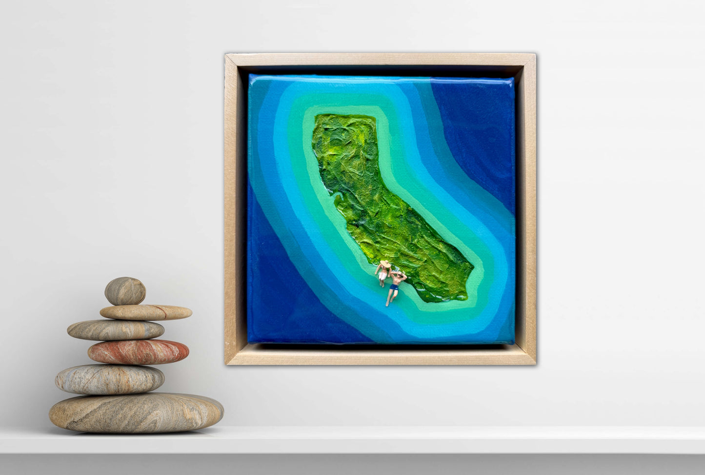 The Island of California: Just You & Me 6x6 Original Framed
