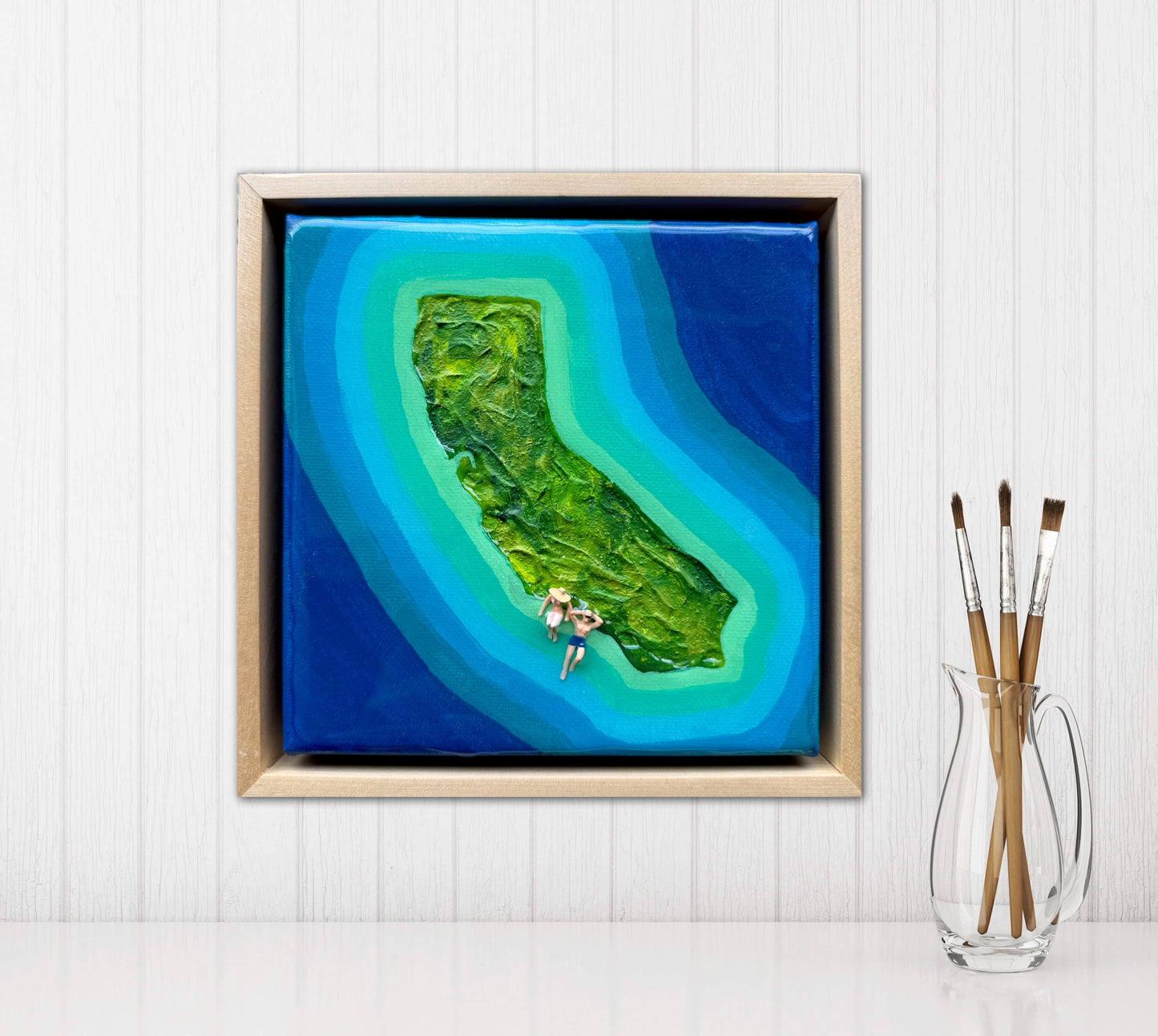 The Island of California: Just You & Me 6x6 Original Framed