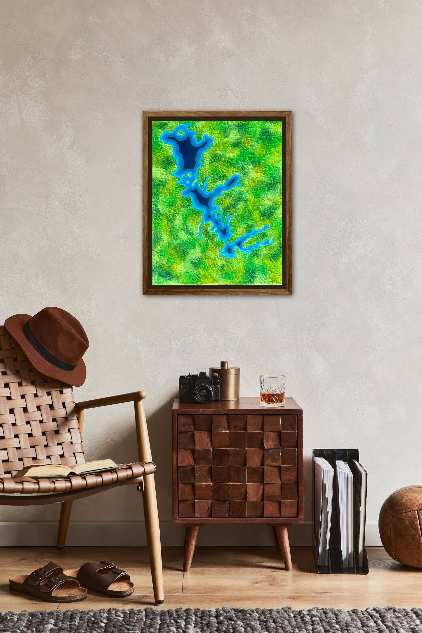 Cedar Creek Lake, Texas - 16x20 Fine Art Map made with Acrylic & Resin on Canvas