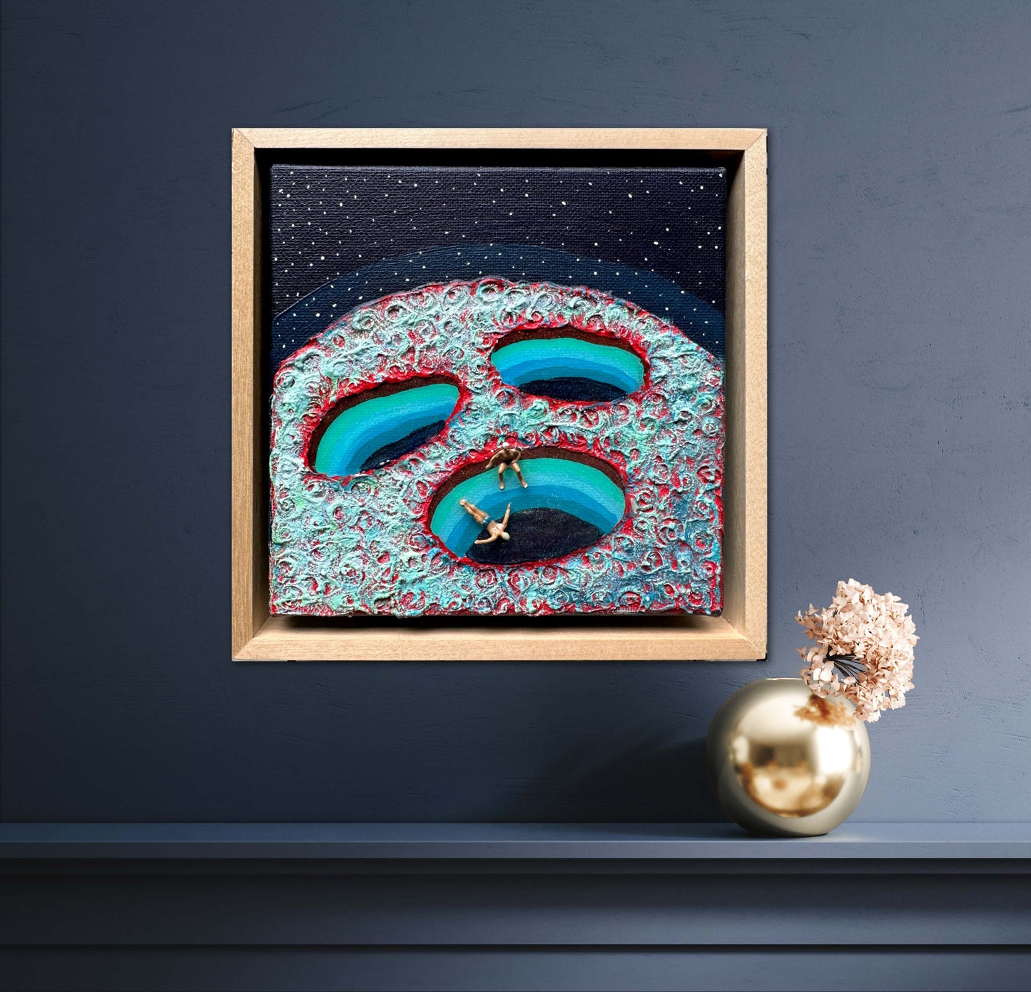 Vacation on Mars: Together Let’s Dive 6x6 Original Framed