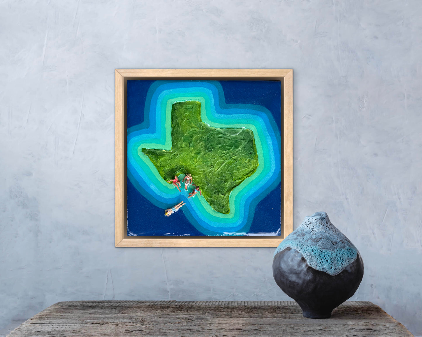 The Island of Texas: Girls Trip 6x6 Original Framed