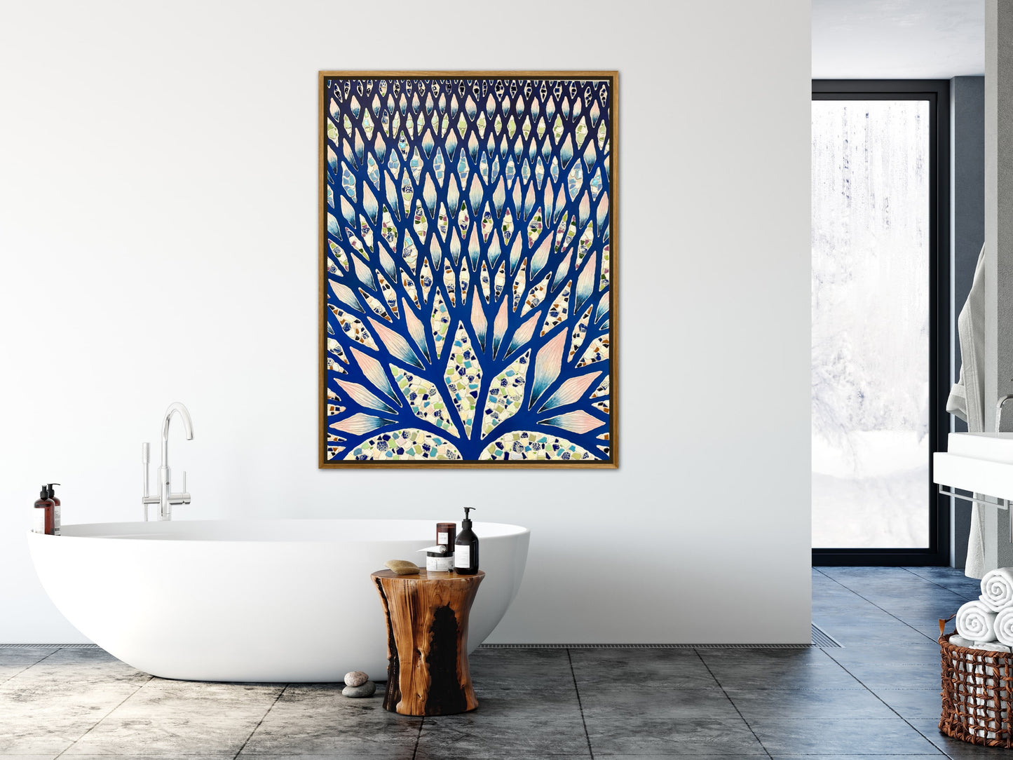 The Path to Inner Peace - 36x48in Mixed Media Textured Artwork Framed