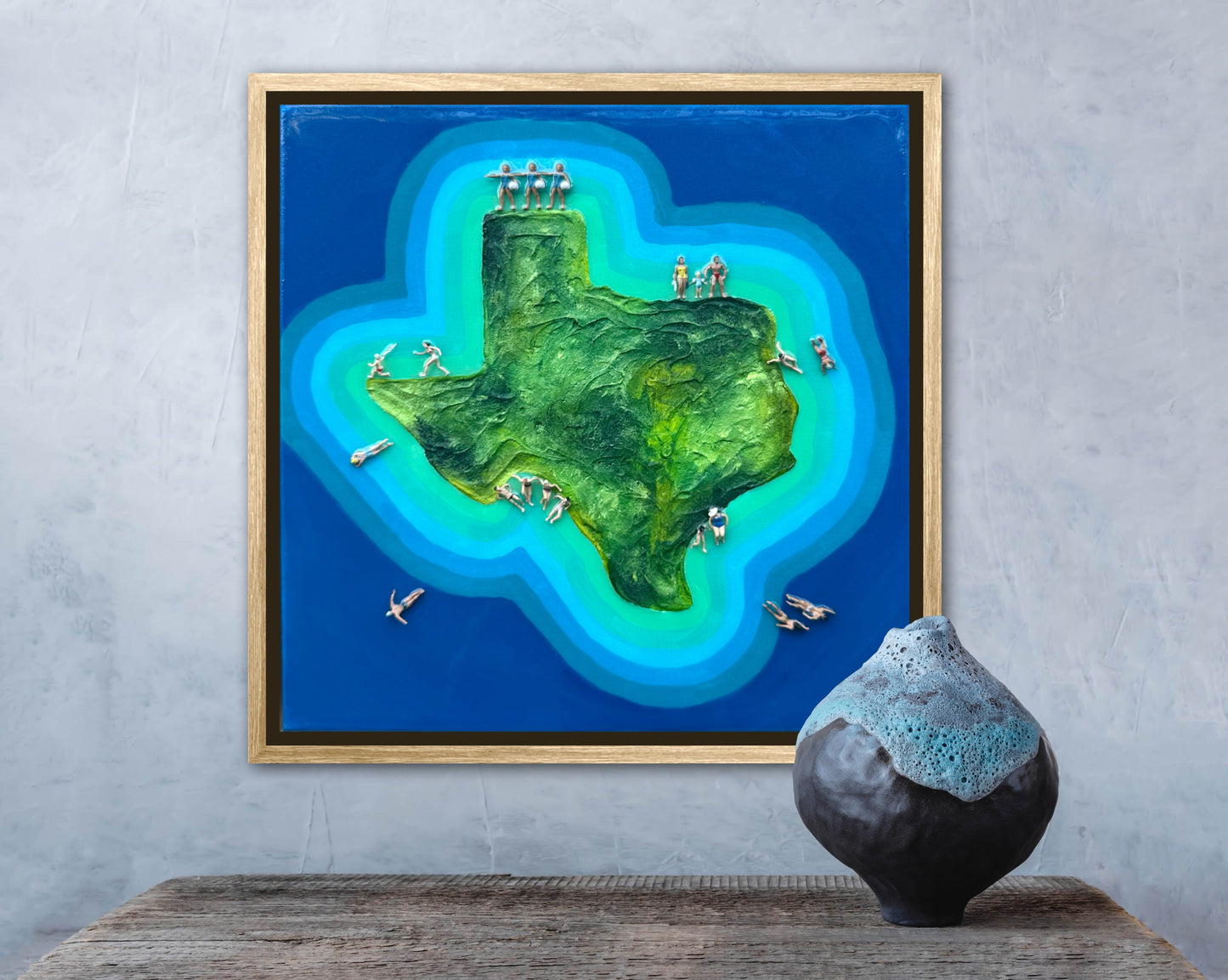 The Island of Texas 12x12in Original Framed