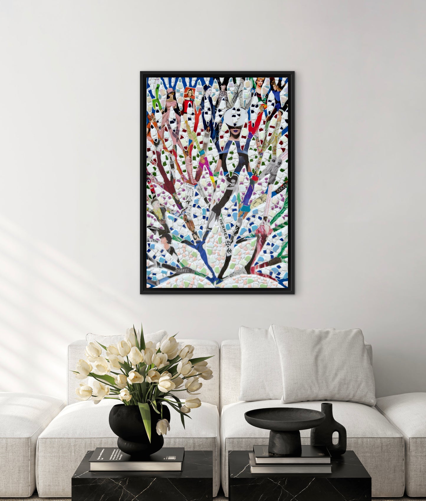 The Path to Luxury: A Century of Visionary Fashion - 24x36in Mixed Media; Sand, Acrylic & Resin on Canvas Framed