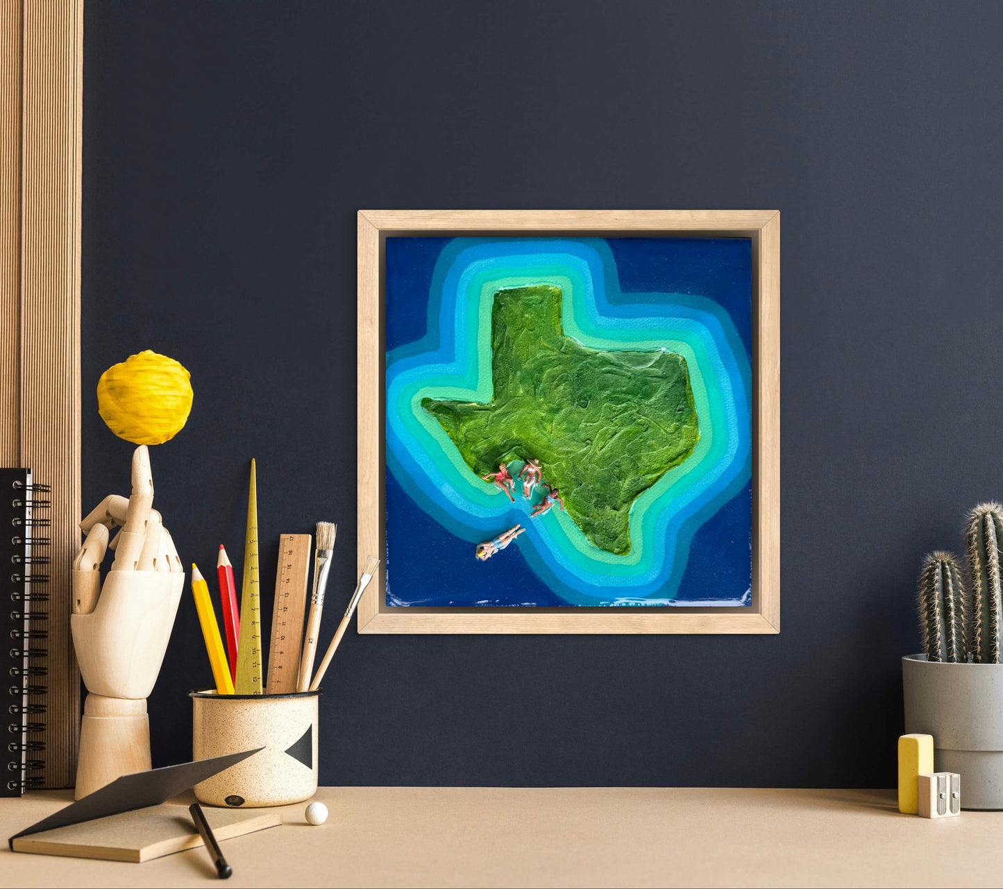 The Island of Texas: Girls Trip 6x6 Original Framed