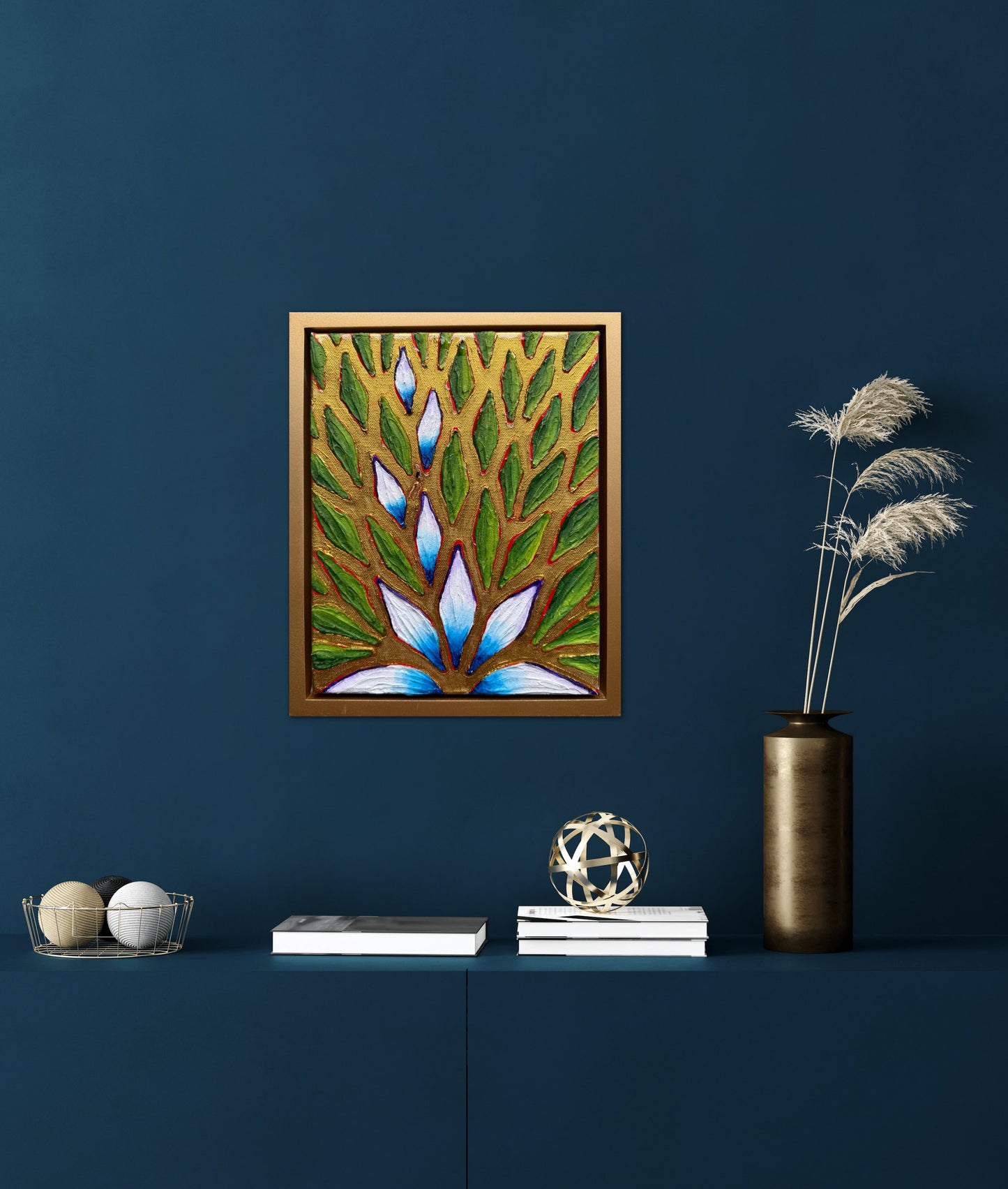 The Golden Path - 8x10in Mixed Media; Sand, Acrylic & Resin on Canvas Framed