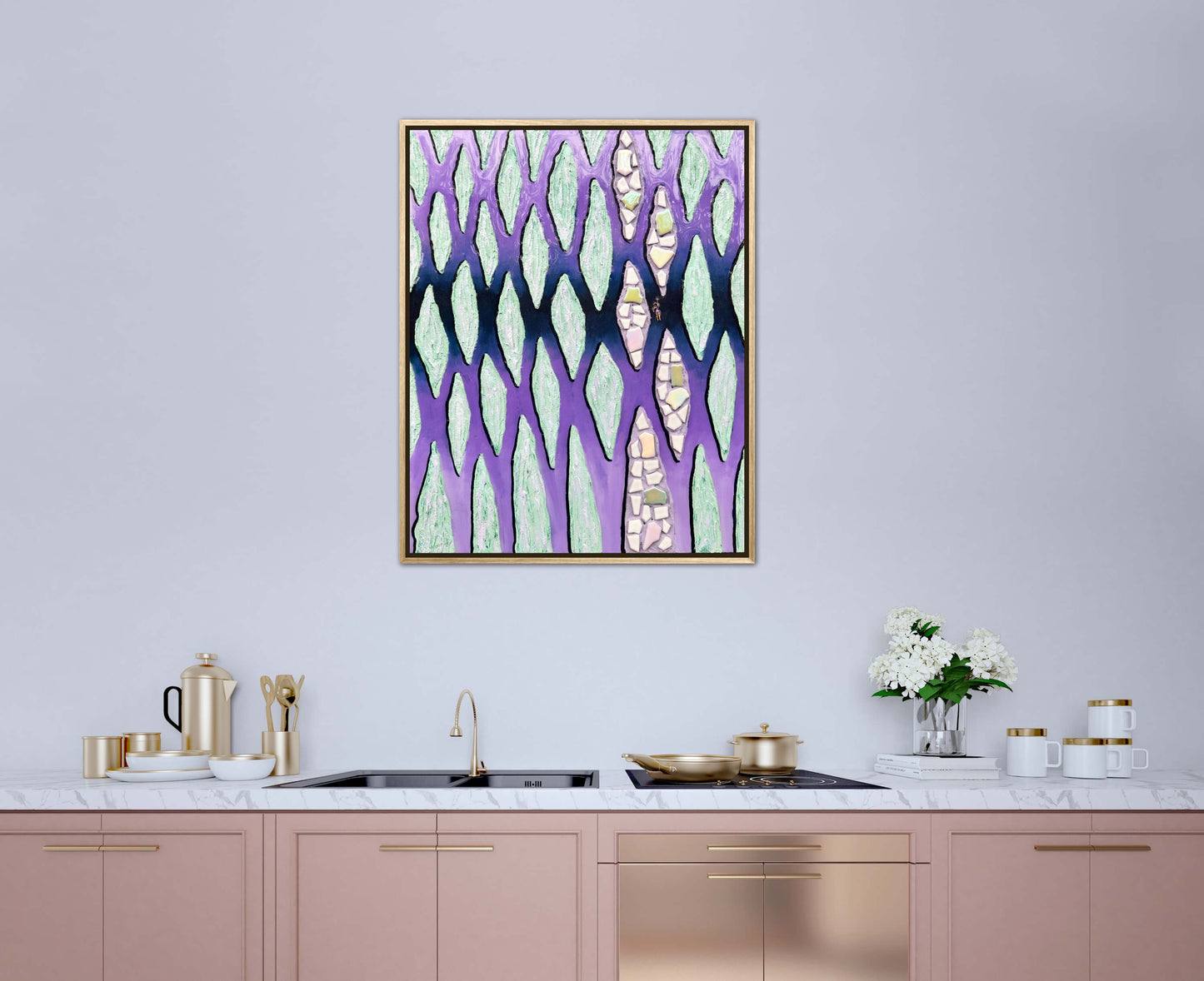 The Path Through the Darkness - 16x20in Mixed Media; Sand, Acrylic & Resin on Canvas Framed