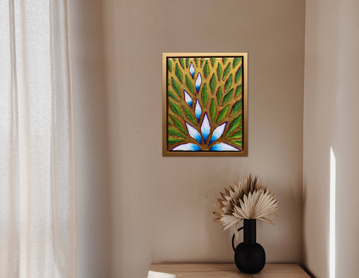 The Golden Path - 8x10in Mixed Media; Sand, Acrylic & Resin on Canvas Framed