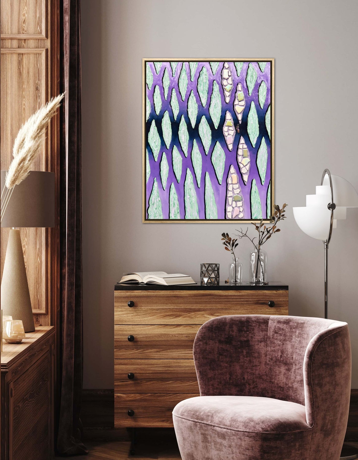 The Path Through the Darkness - 16x20in Mixed Media; Sand, Acrylic & Resin on Canvas Framed