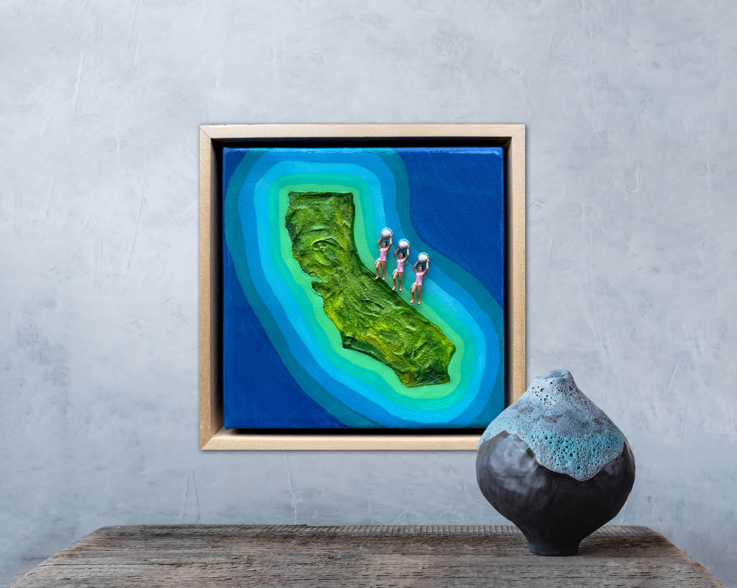 The Island of California: Girls Just Wanna Have Fun 6x6 Original Framed