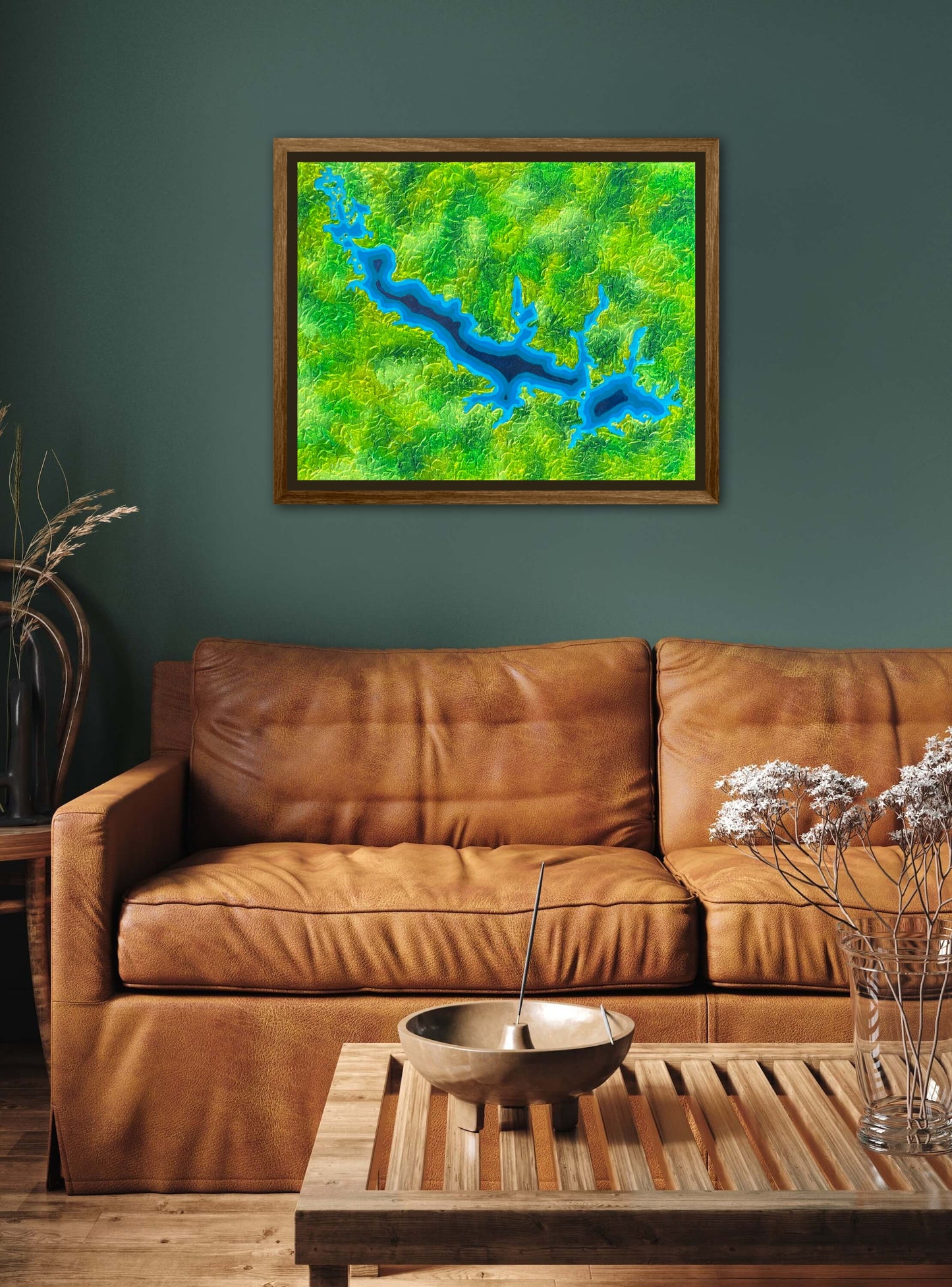 Lake O’ the Pines, Texas - 16x20 Fine Art Map made with Acrylic & Resin on Canvas