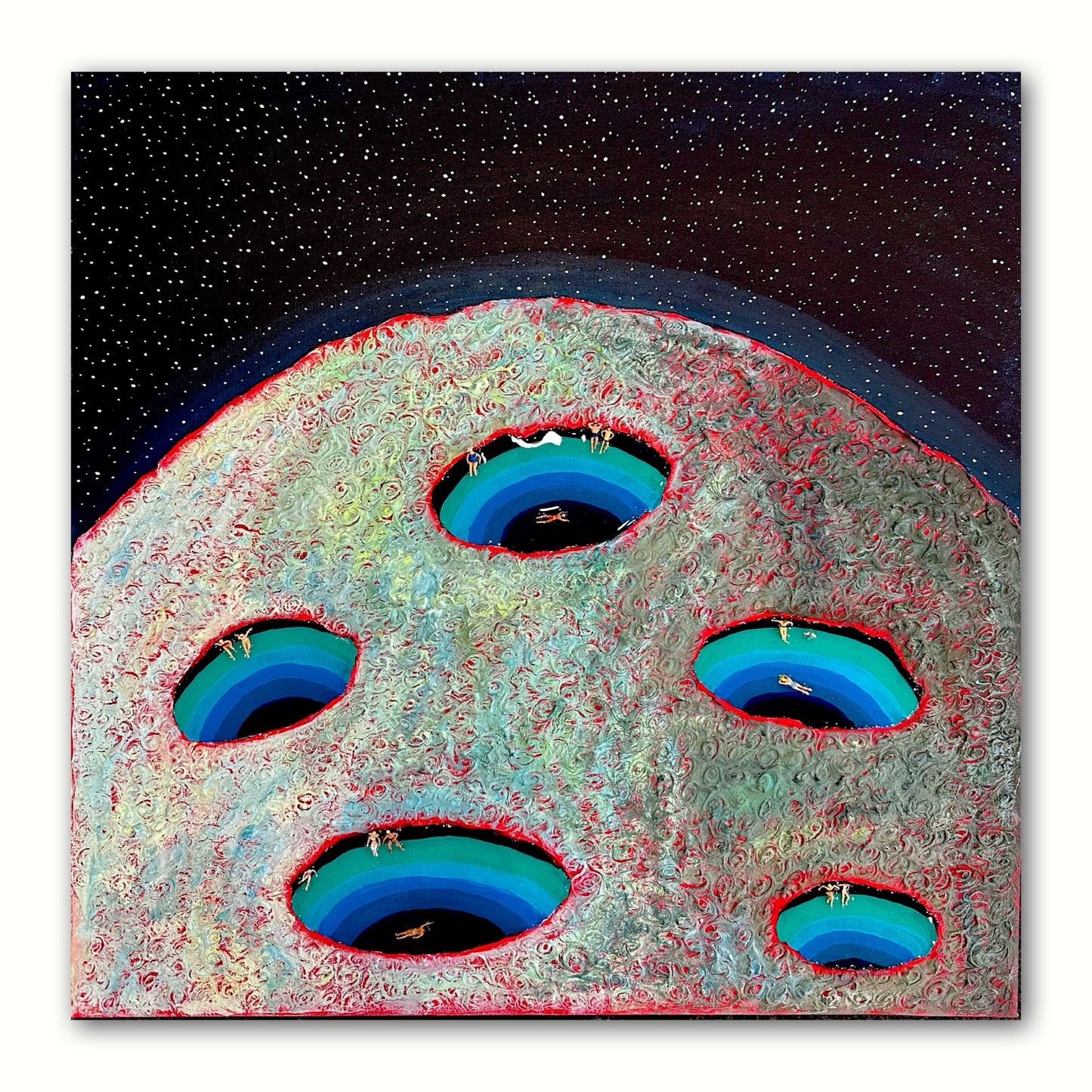 Vacation on Mars 24x24in Original Framed - Featured in Colossal Magazine