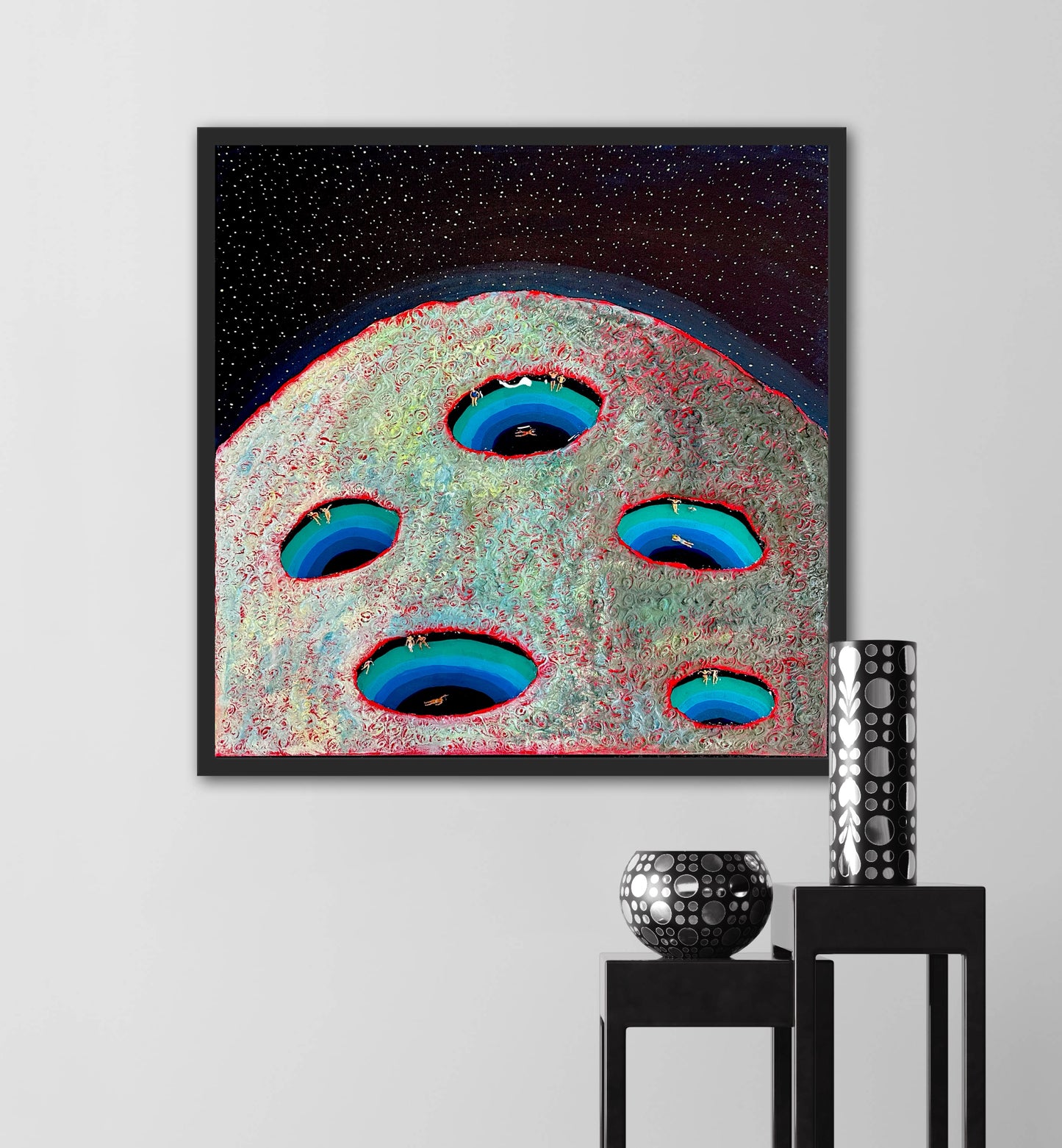 Vacation on Mars 24x24in Original Framed - Featured in Colossal Magazine