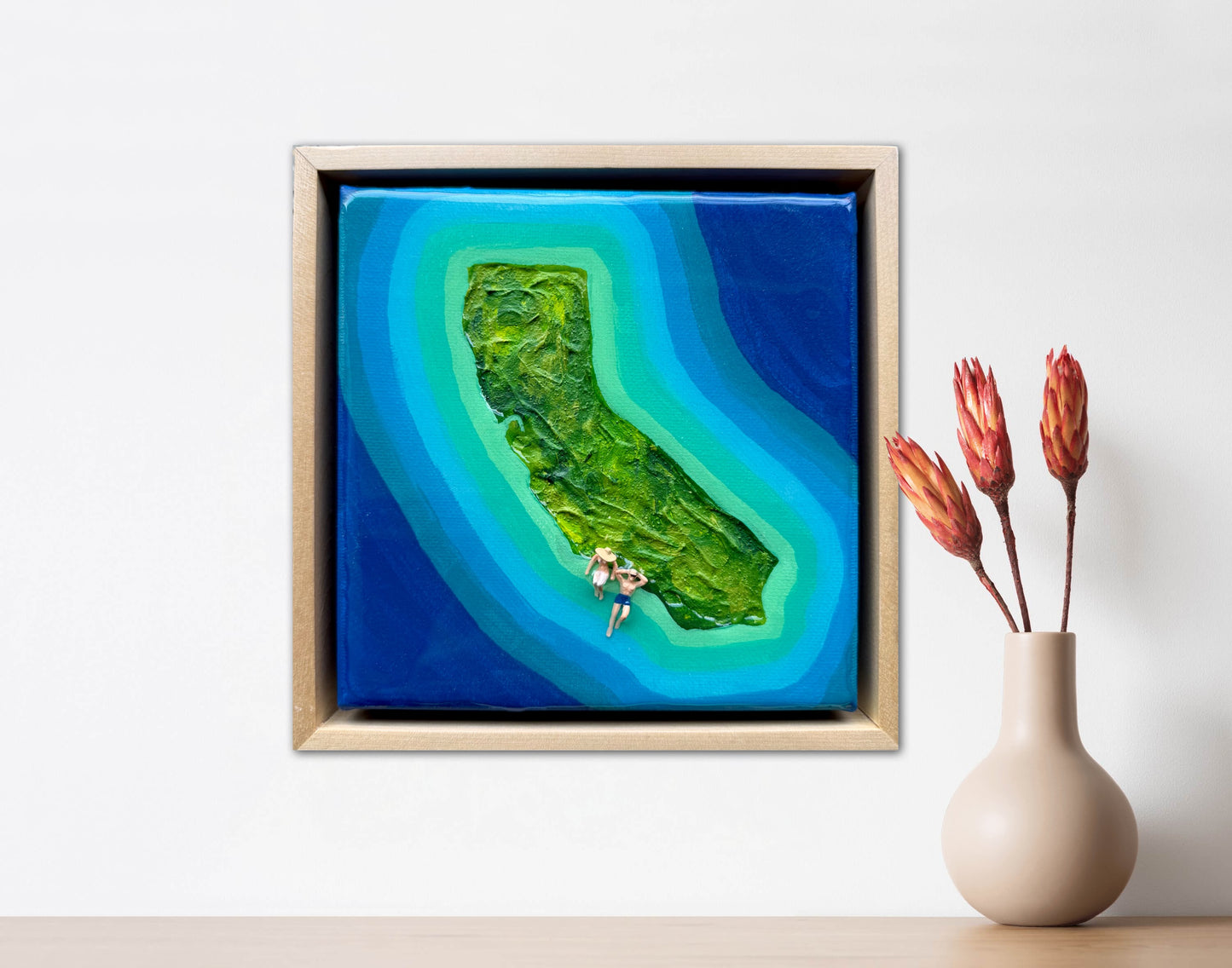 The Island of California: Just You & Me 6x6 Original Framed