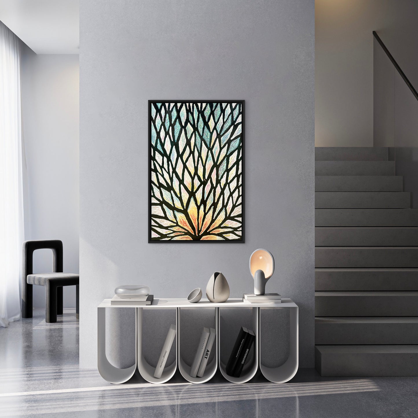 The Path of the White Lotus - 24x36in Mixed Media; Sand, Acrylic & Resin on Canvas Framed