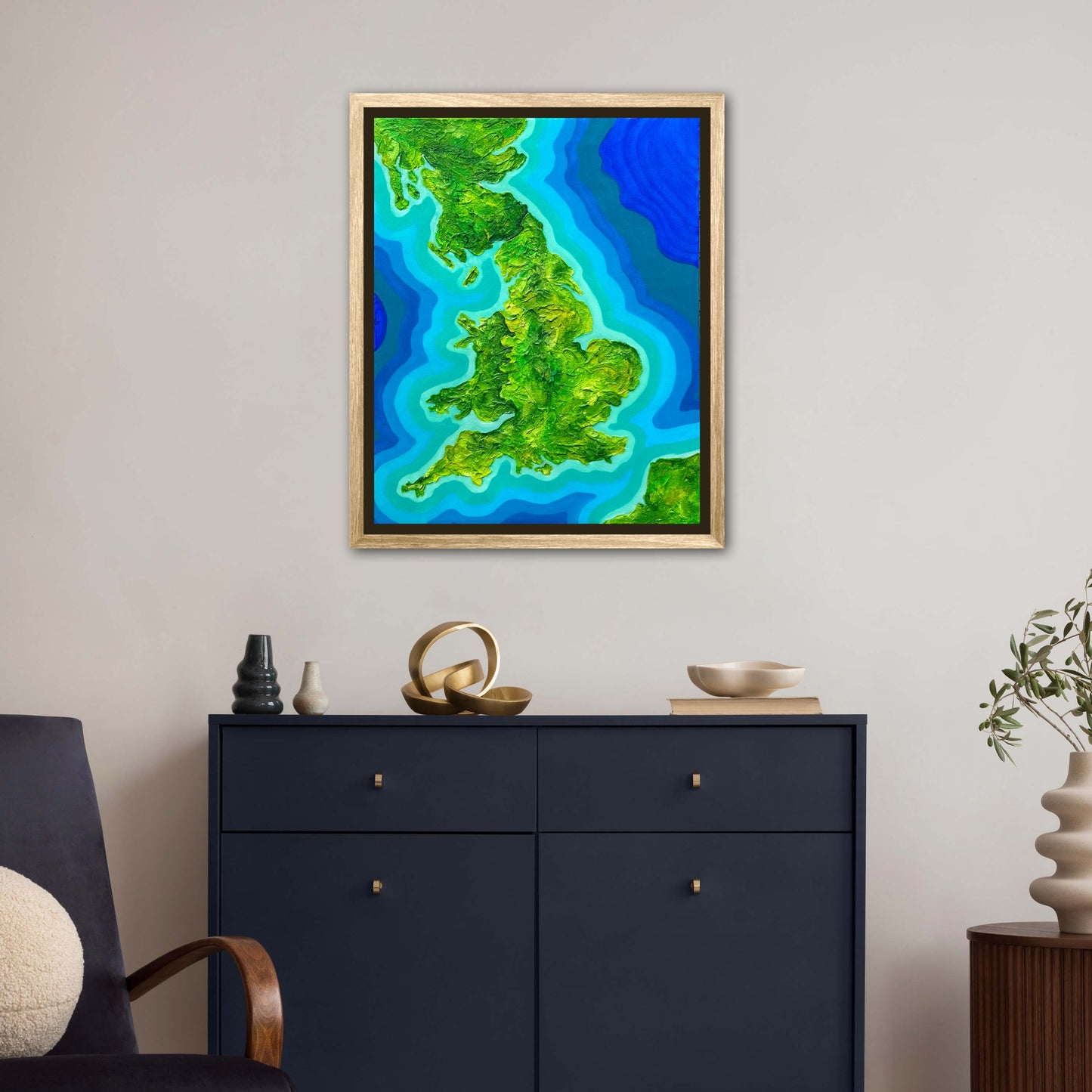 England 🏴󠁧󠁢󠁥󠁮󠁧󠁿🇬🇧 - 16x20 Fine Art Map made with Acrylic & Resin on Canvas