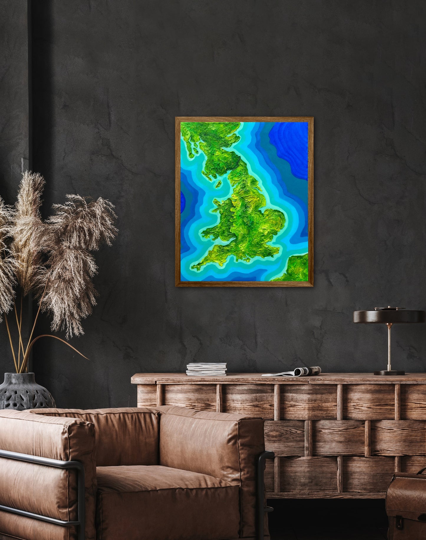 England 🏴󠁧󠁢󠁥󠁮󠁧󠁿🇬🇧 - 16x20 Fine Art Map made with Acrylic & Resin on Canvas