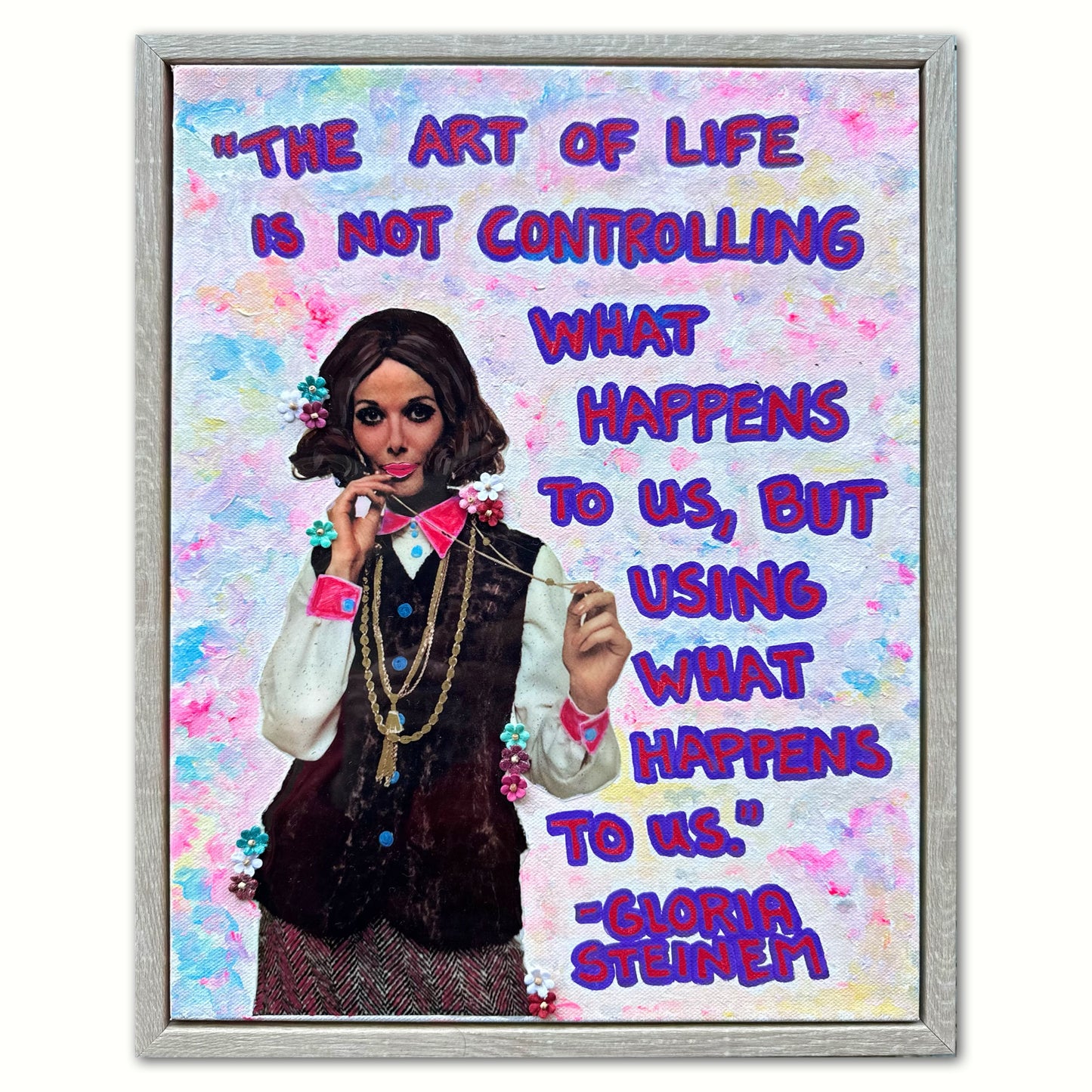 Vogue Reflections: Gloria Steinem - 12x12in Acrylic & Resin on Canvas