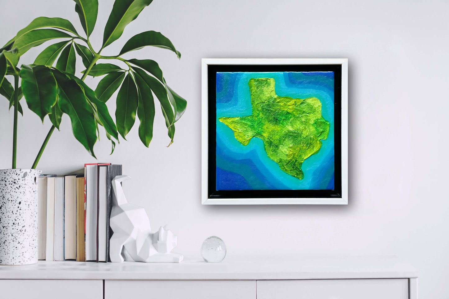 THE ISLAND OF TEXAS MINI ART MAP - 6x6 Framed Acrylic & Resin on Wood Panel