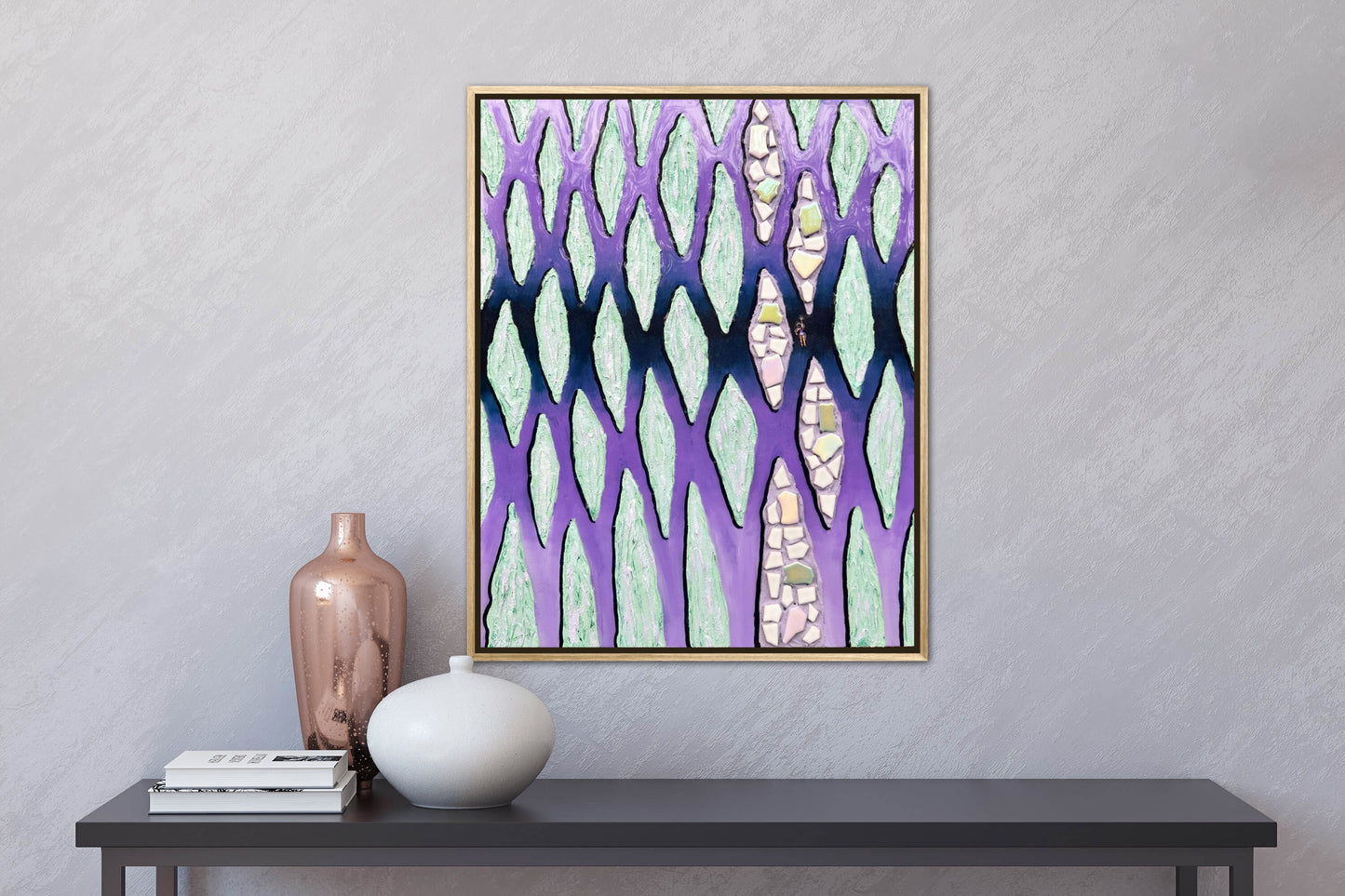 The Path Through the Darkness - 16x20in Mixed Media; Sand, Acrylic & Resin on Canvas Framed