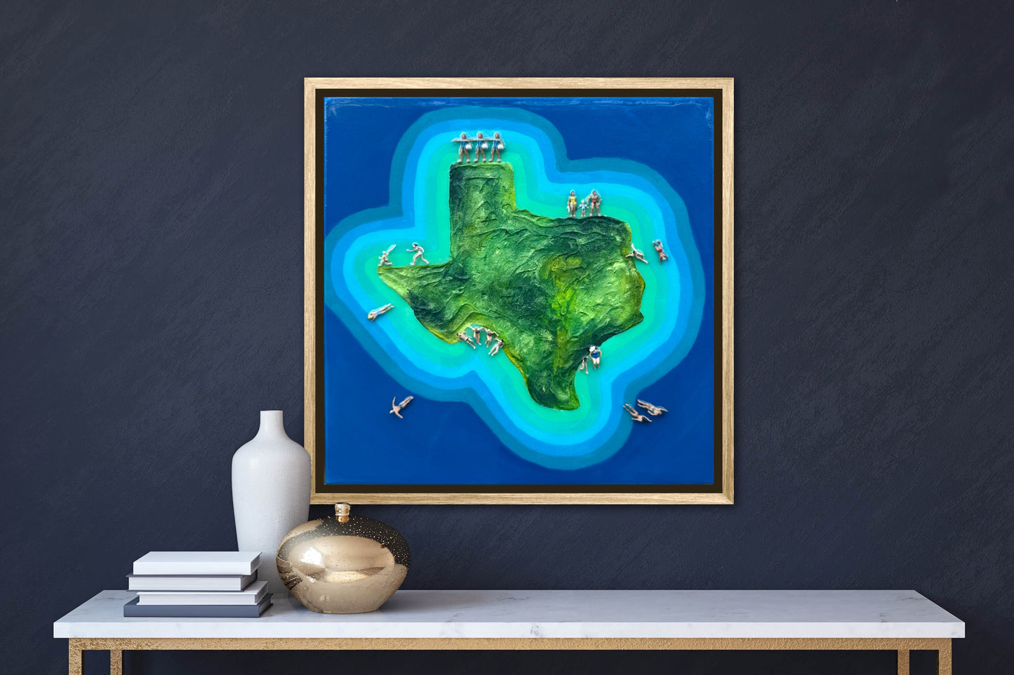 The Island of Texas 12x12in Original Framed