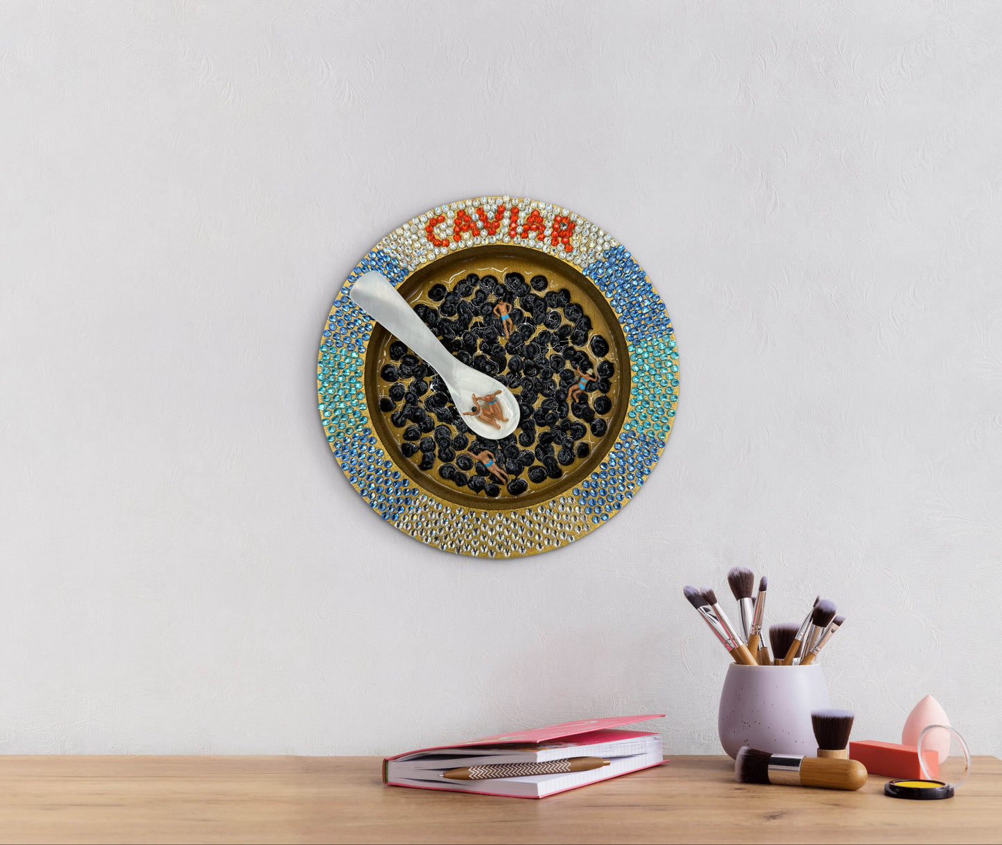 Caviart: Caviar State of Mind 6x6in Mixed Media Original Art