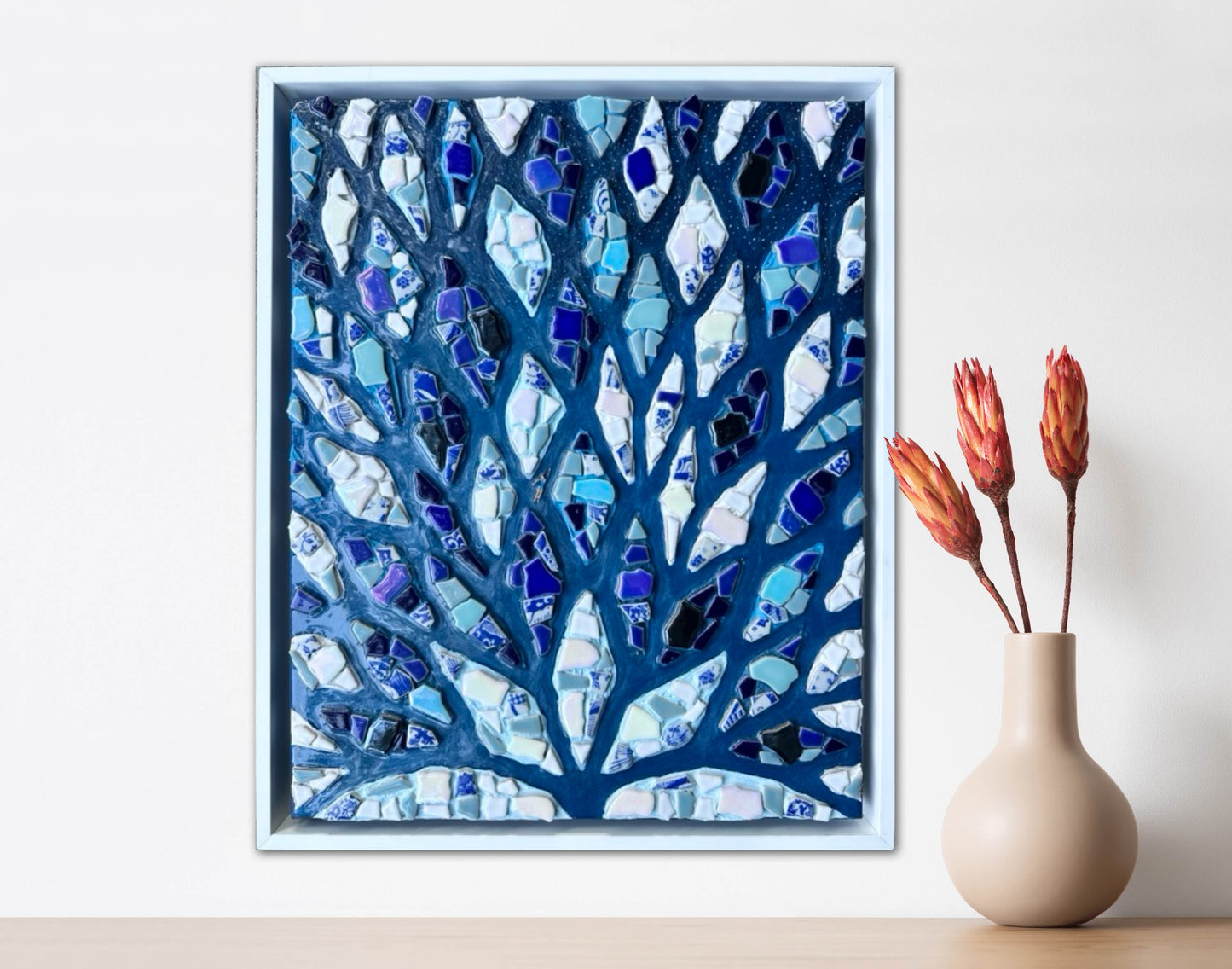 The Path is Blue Without You ll - 16x20in Mixed Media; Sand, Acrylic & Resin on Canvas Framed