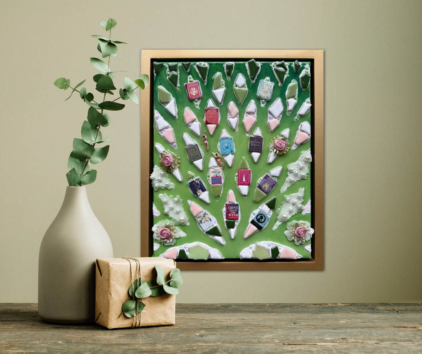 The Path to Romance - 8x10in Mixed Media; Sand, Acrylic & Resin on Canvas Framed