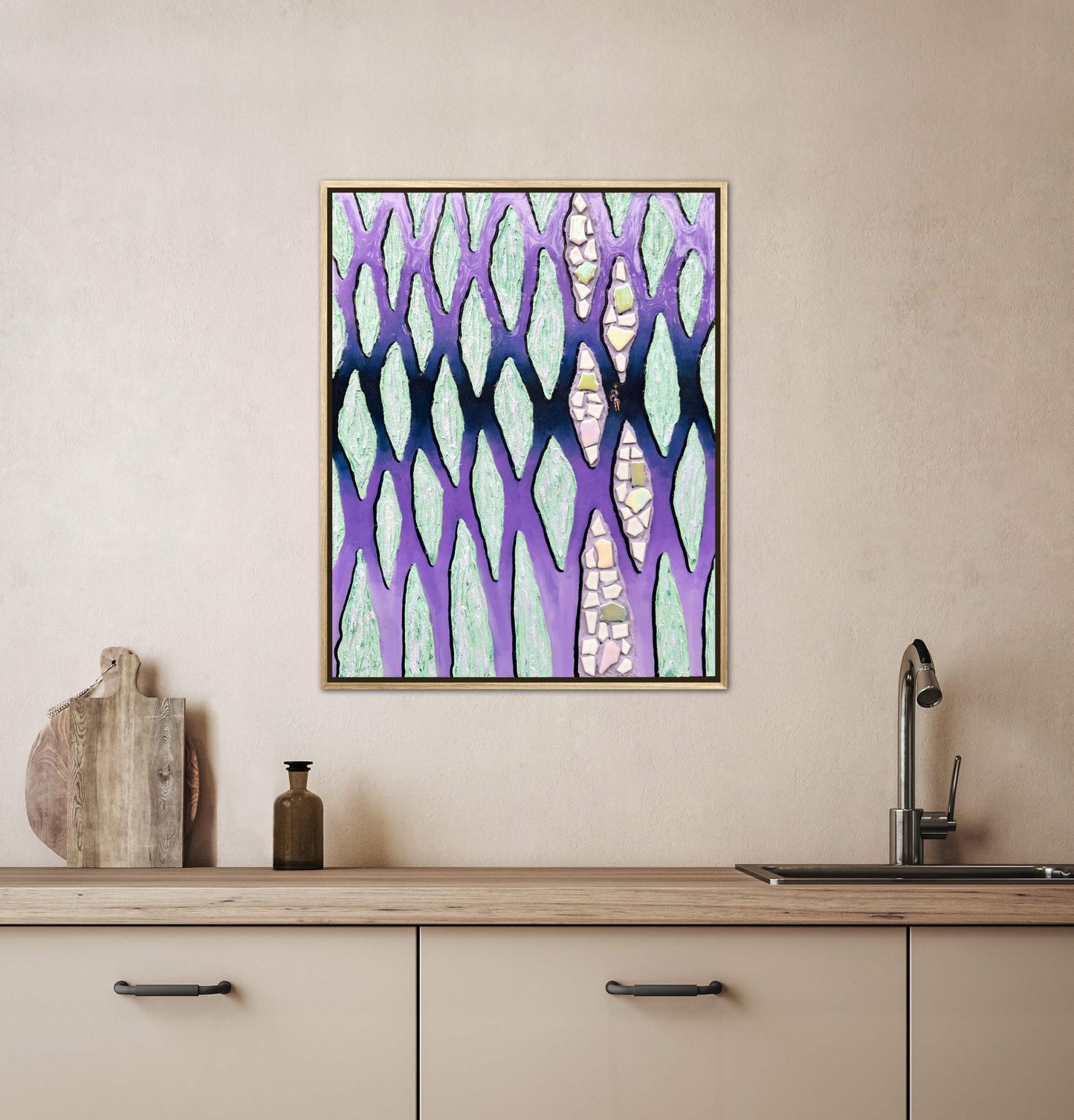 The Path Through the Darkness - 16x20in Mixed Media; Sand, Acrylic & Resin on Canvas Framed