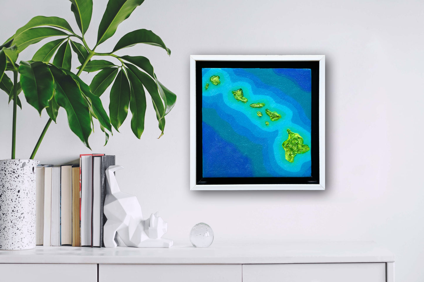 HAWAII MINI ISLAND ART MAP - 6x6 Framed Acrylic & Resin on Wood Panel