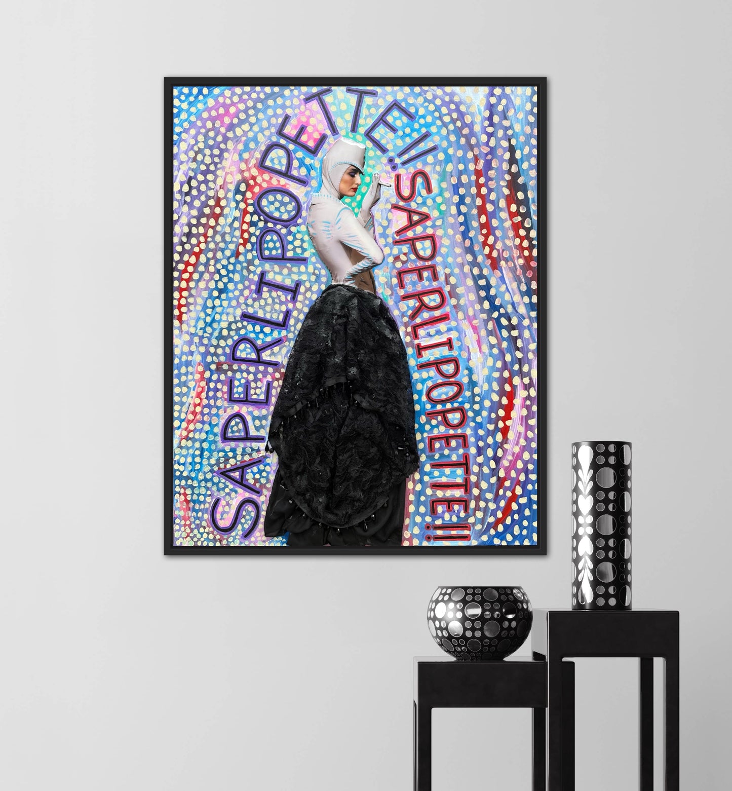 Vogue Reflections: “Salerlipopette!” 24x30in Original Mixed Media Artwork Framed