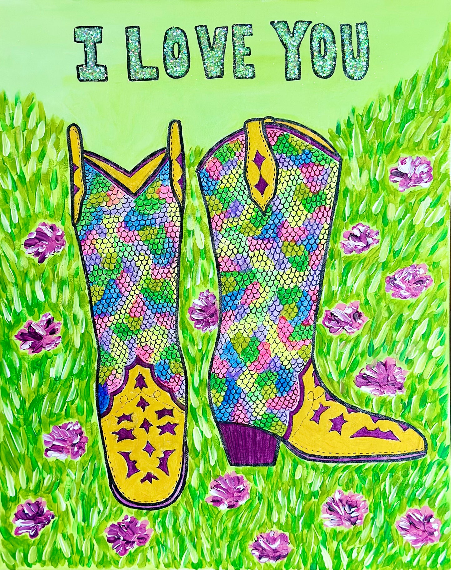 Snake Boots - 16x20in Acrylic on Canvas