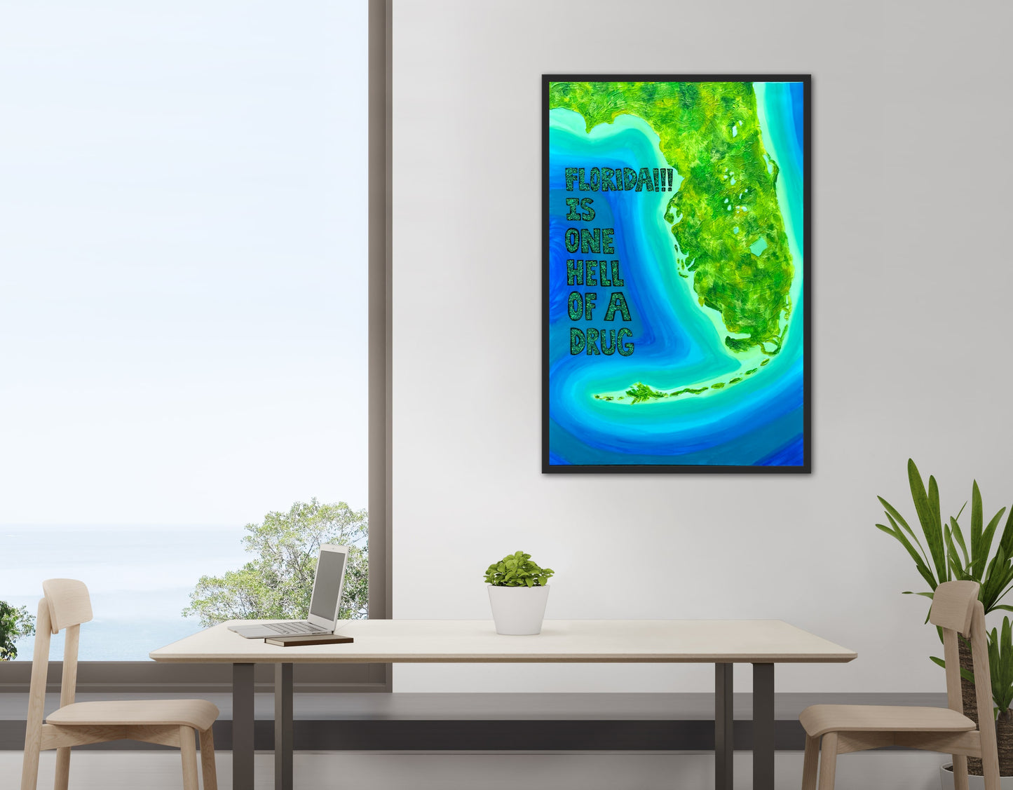 FLORIDA!!! - 24x36in Fine Art Map made with Acrylic & Resin on Canvas