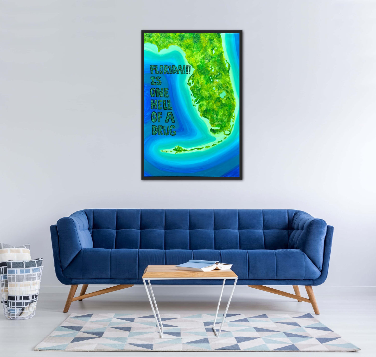 FLORIDA!!! - 24x36in Fine Art Map made with Acrylic & Resin on Canvas