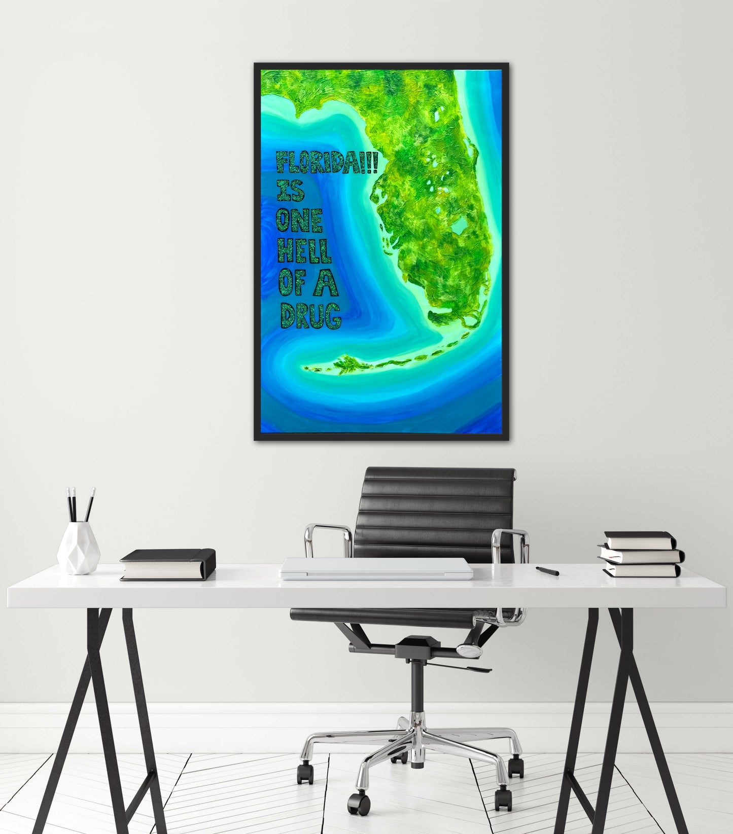 FLORIDA!!! - 24x36in Fine Art Map made with Acrylic & Resin on Canvas