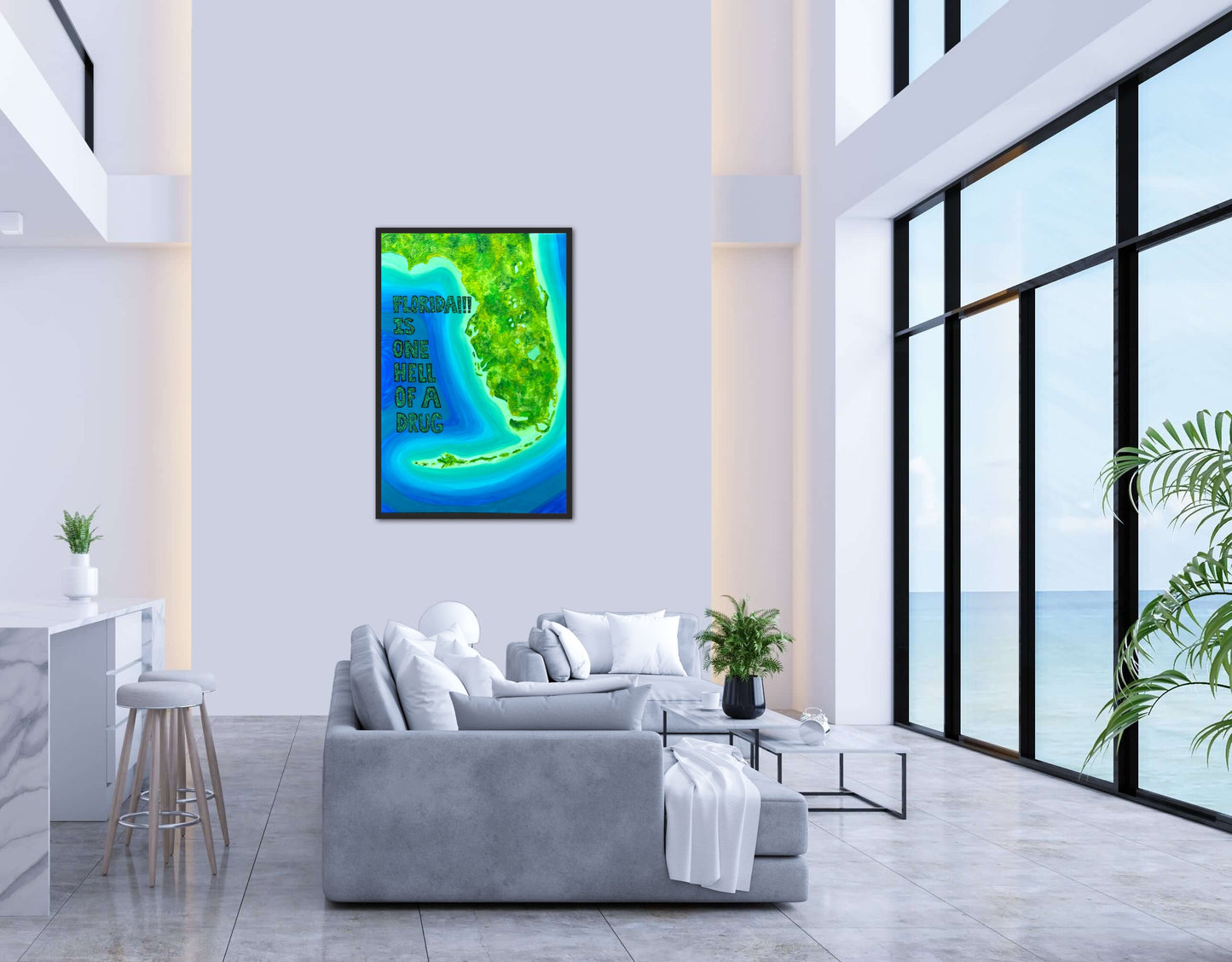 FLORIDA!!! - 24x36in Fine Art Map made with Acrylic & Resin on Canvas