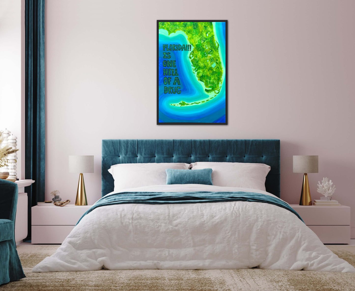 FLORIDA!!! - 24x36in Fine Art Map made with Acrylic & Resin on Canvas